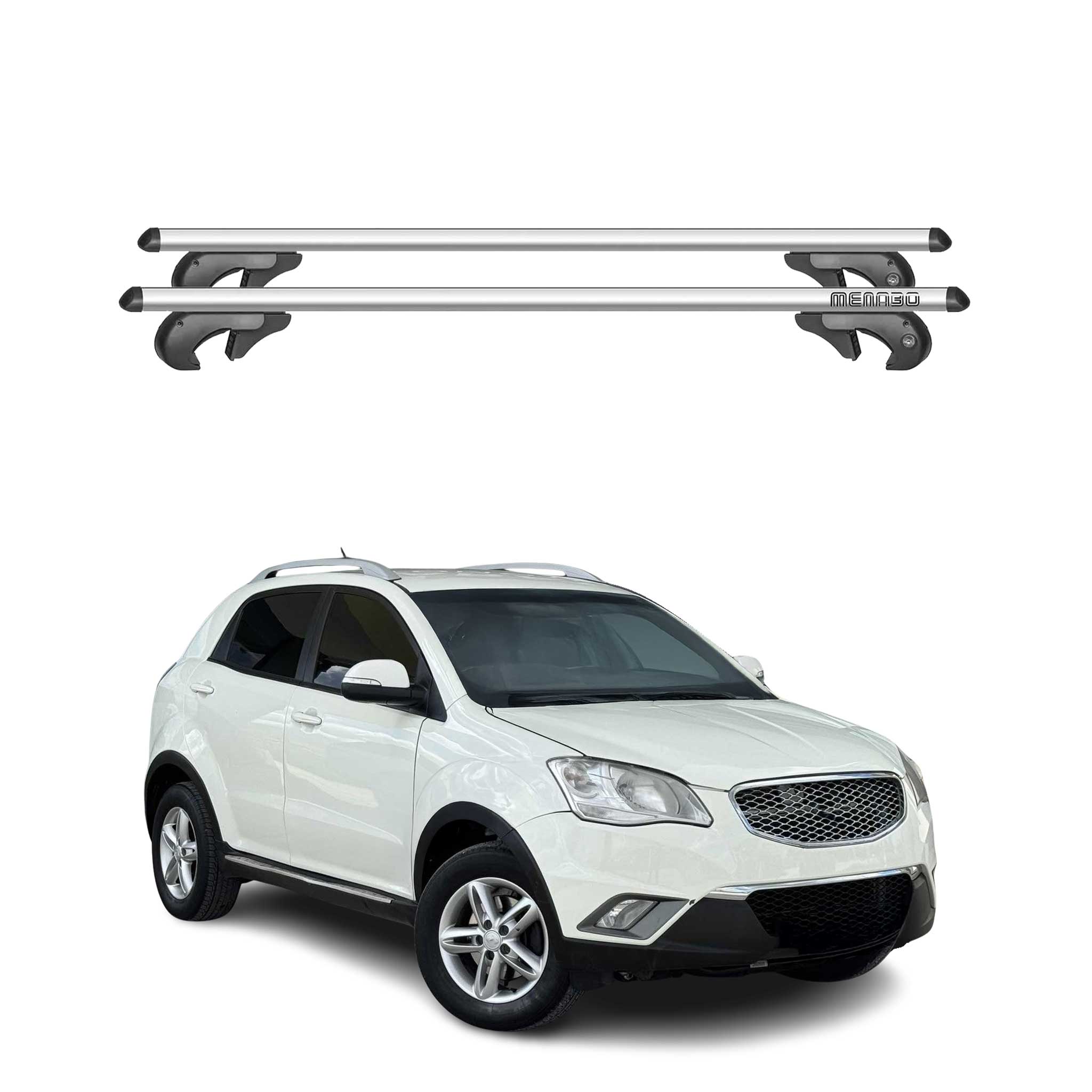 Menabo Barras de Techo Baca para Ssangyong Korando C200 2010-2019 Gris Alu 2Pza