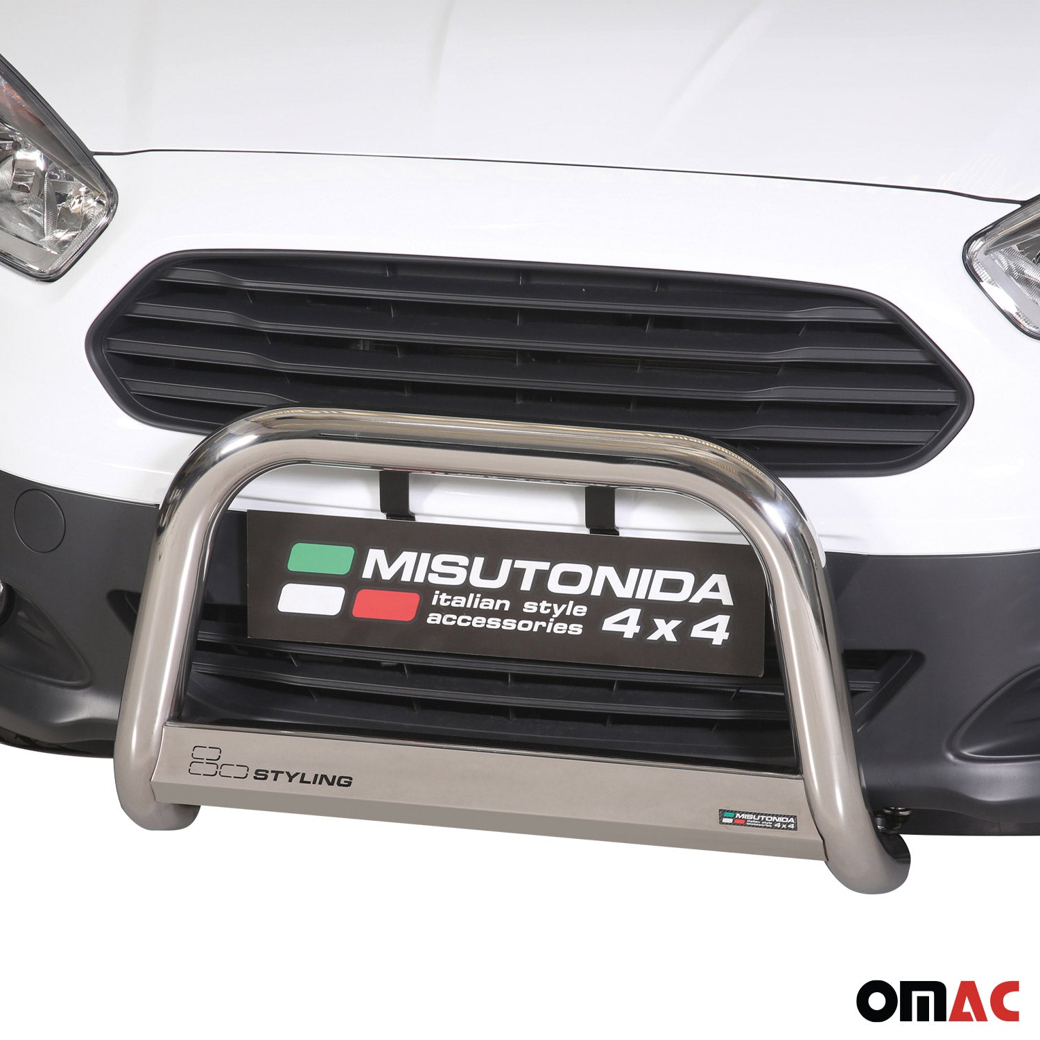 Bull Barra Frontal para Ford Transit Courier 2014-2017 Plata Brillante Acero