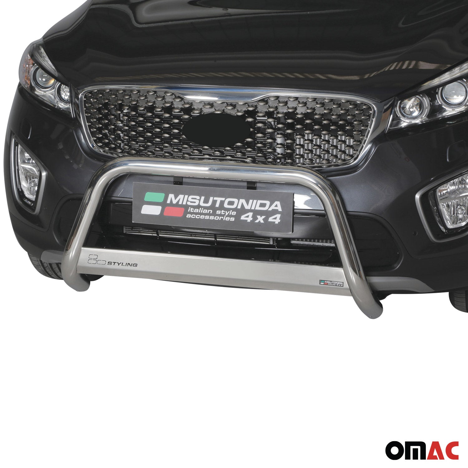 Bull Barra Frontal para Kia Sorento 2015-2018 Plata Brillante Acero 1Pza