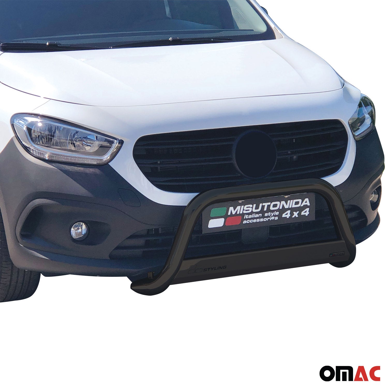 Bull Barra Frontal para Mercedes Citan L2 2021-2025 Negro Brillante Acero 1Pza