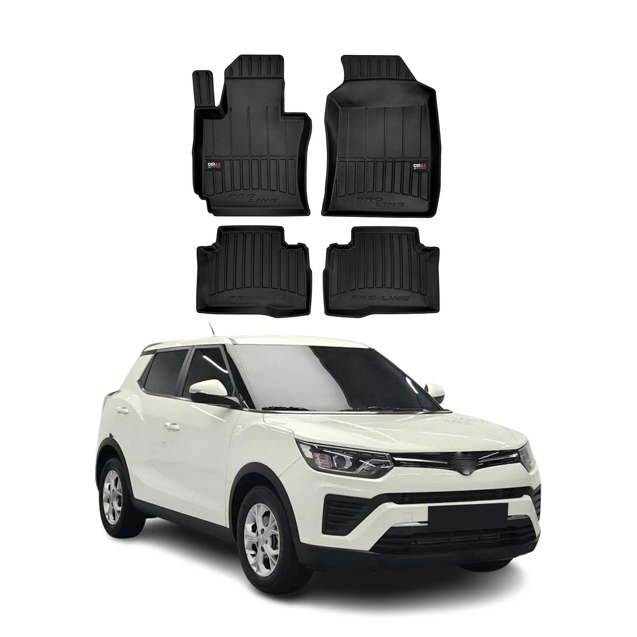 OMAC Premium Alfombrillas De Coche para Ssangyong Tivoli 2015-2023 TPE Goma 3x