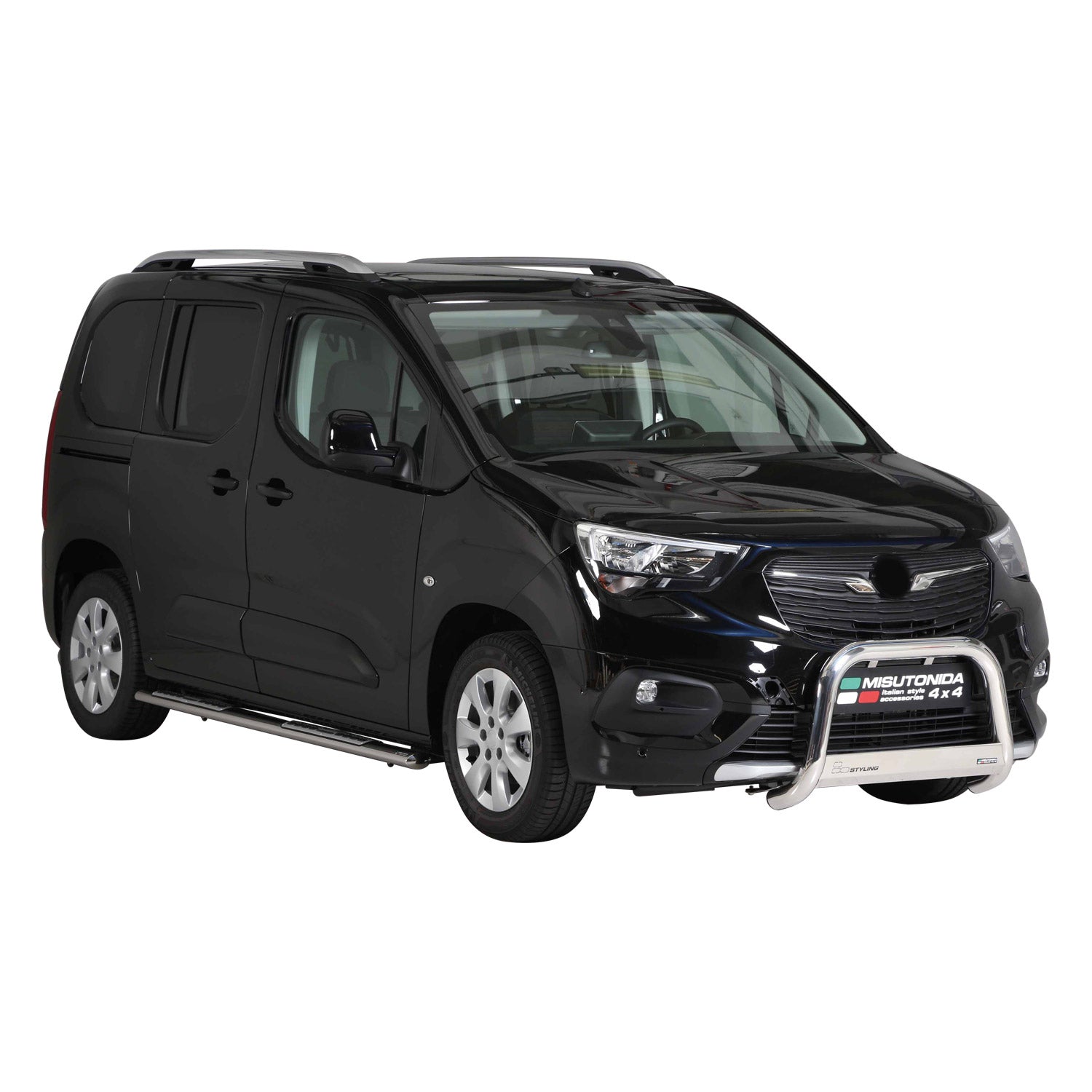 Par de Estribos Barras Laterales para Opel Combo 2018-2025 Corto Plata Acero 2x