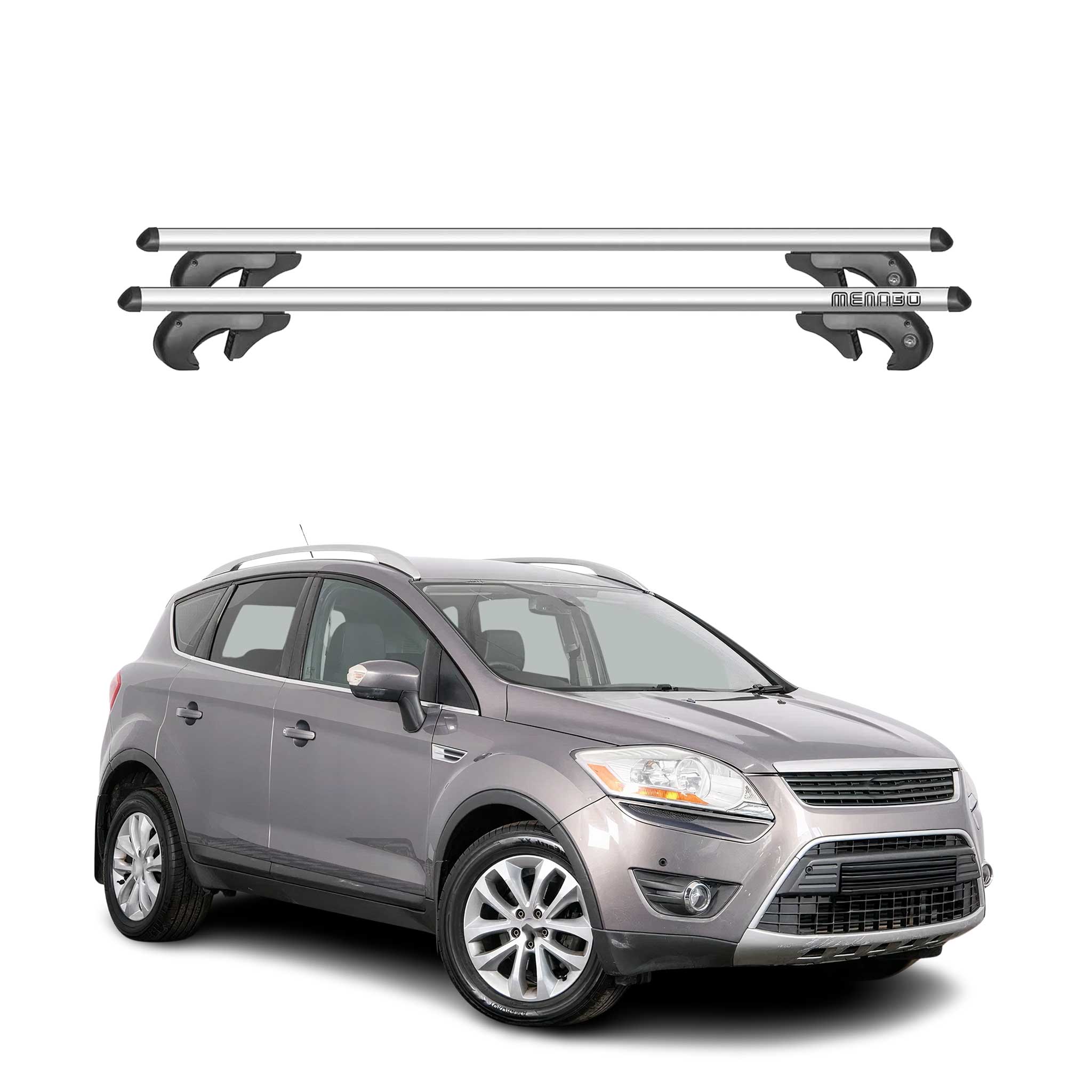 Menabo Barras de Techo Coche Barra para Ford Kuga 2008-2012 Gris Aluminio 2Pza