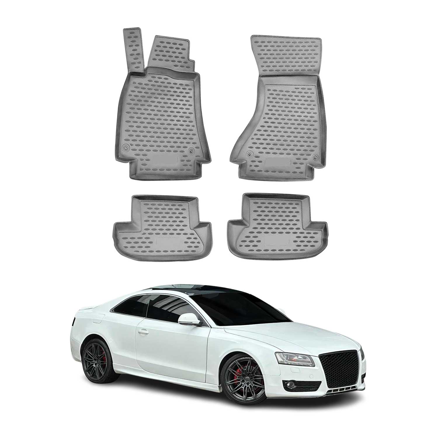 OMAC Alfombrillas De Coche para Audi A5 8T Cupé Cabrio 2007-2017 Gris TPE 4Pza