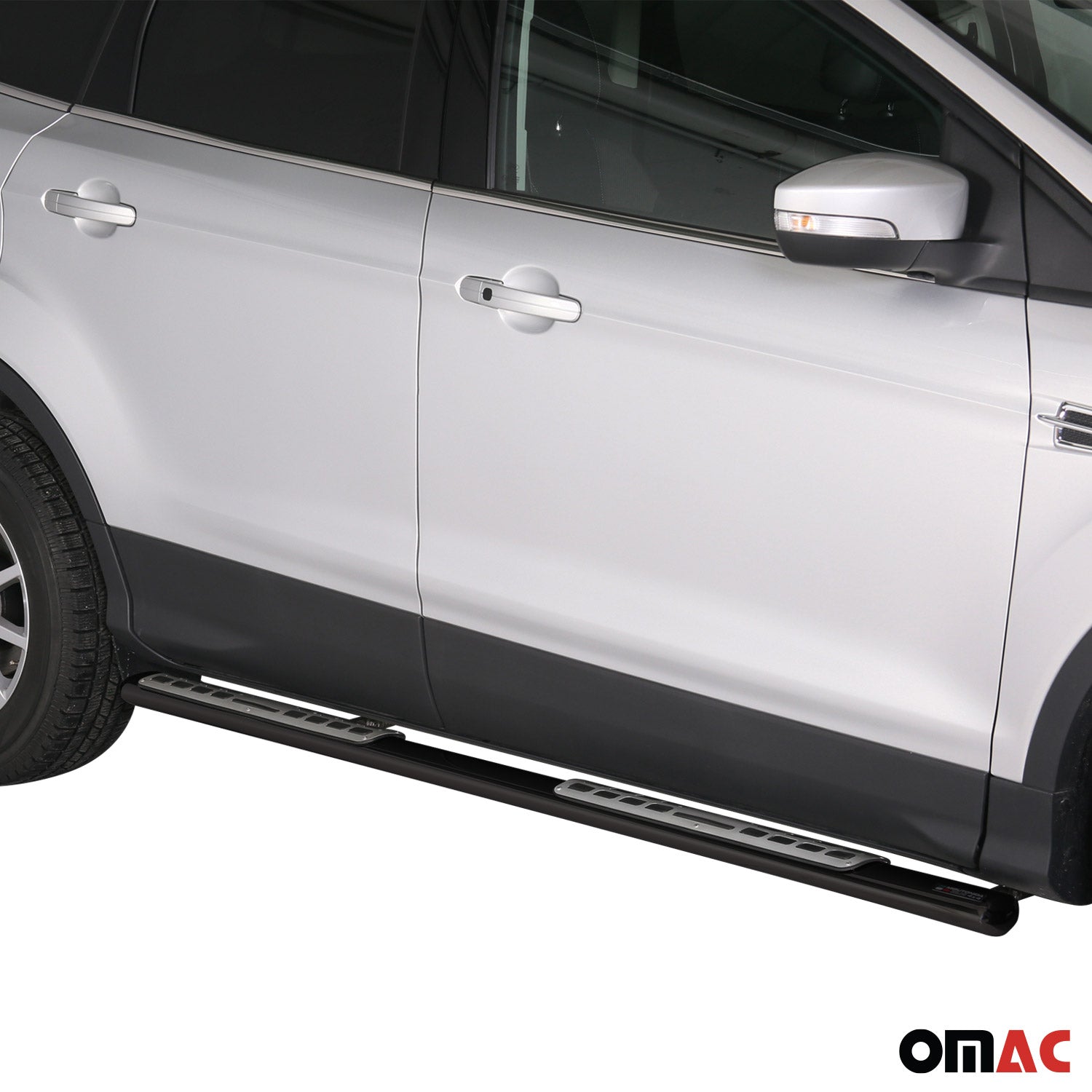 Par de Estribos Barras Laterales para Ford Kuga 2013-2016 Negro Brillante Acero