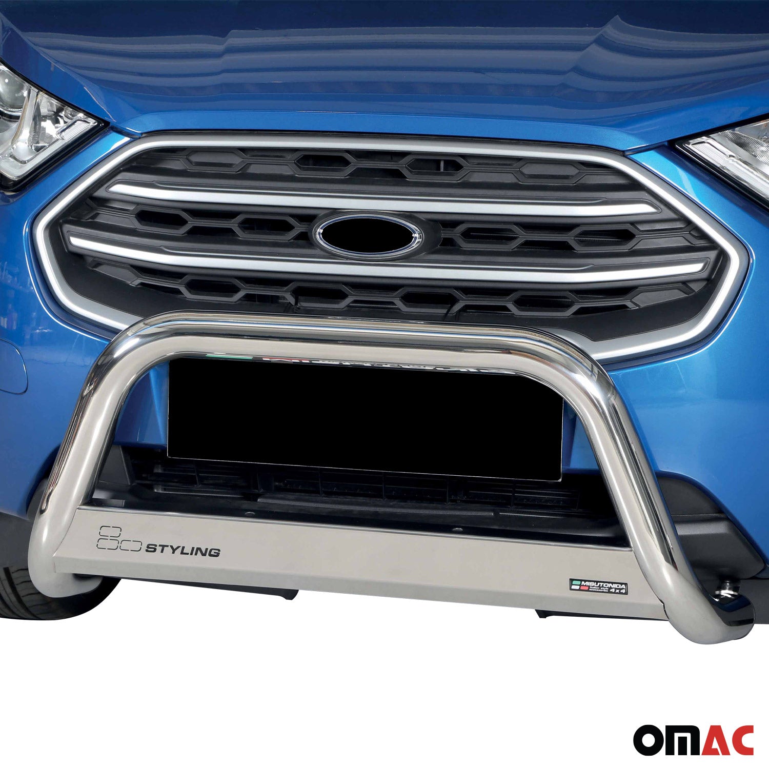 Bull Barra Frontal para Ford Ecosport 2018-2022 Plata Brillante Acero 1Pza