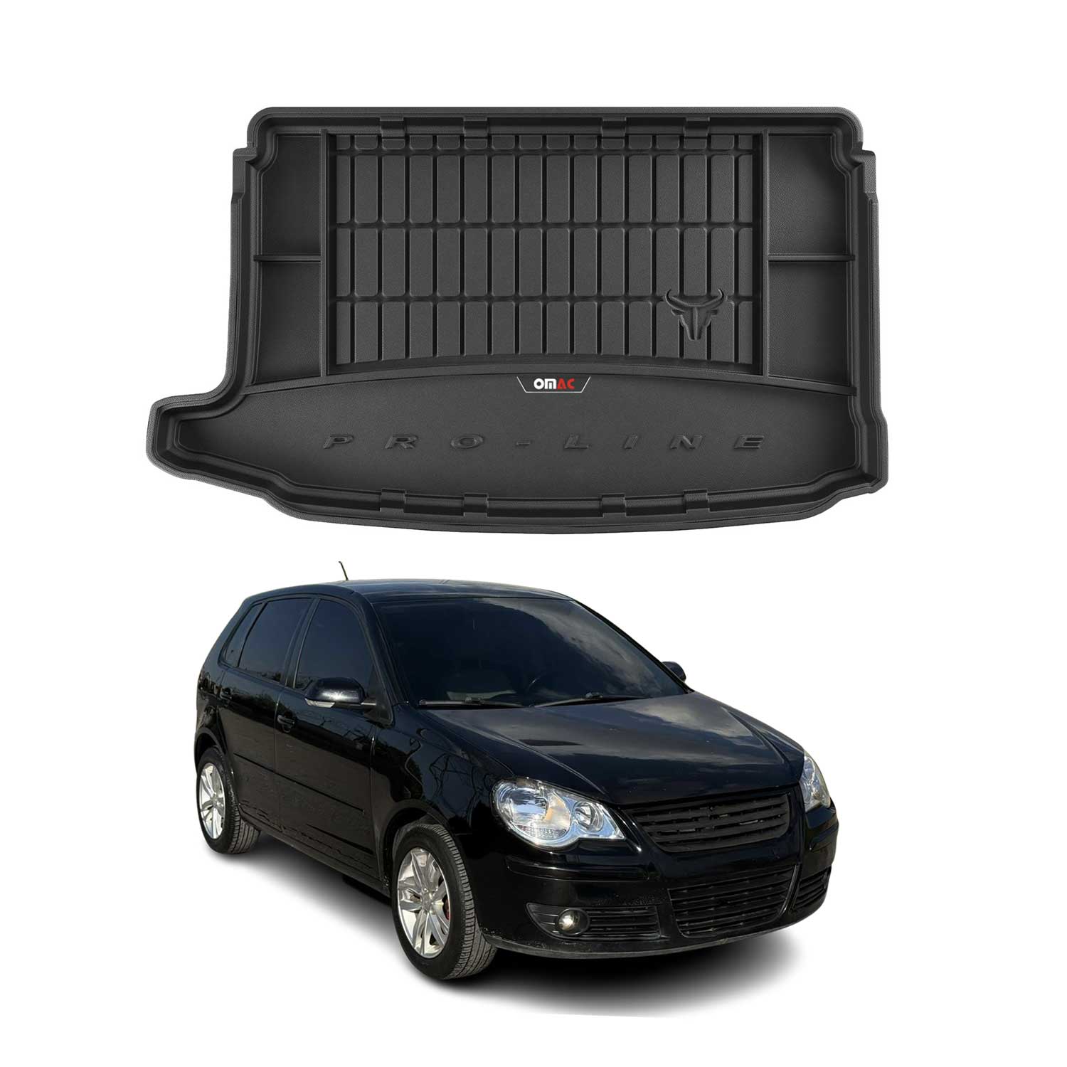 OMAC Premium Bandeja Maletero Alfombrilla para VW Polo 2001-2009 Negro Goma TPE