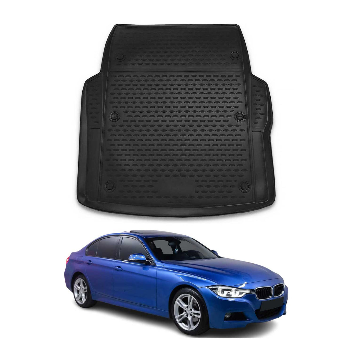 OMAC Bandeja Maletero Alfombrilla para BMW Serie 3 F30 F80 2011-2018 Negro TPE