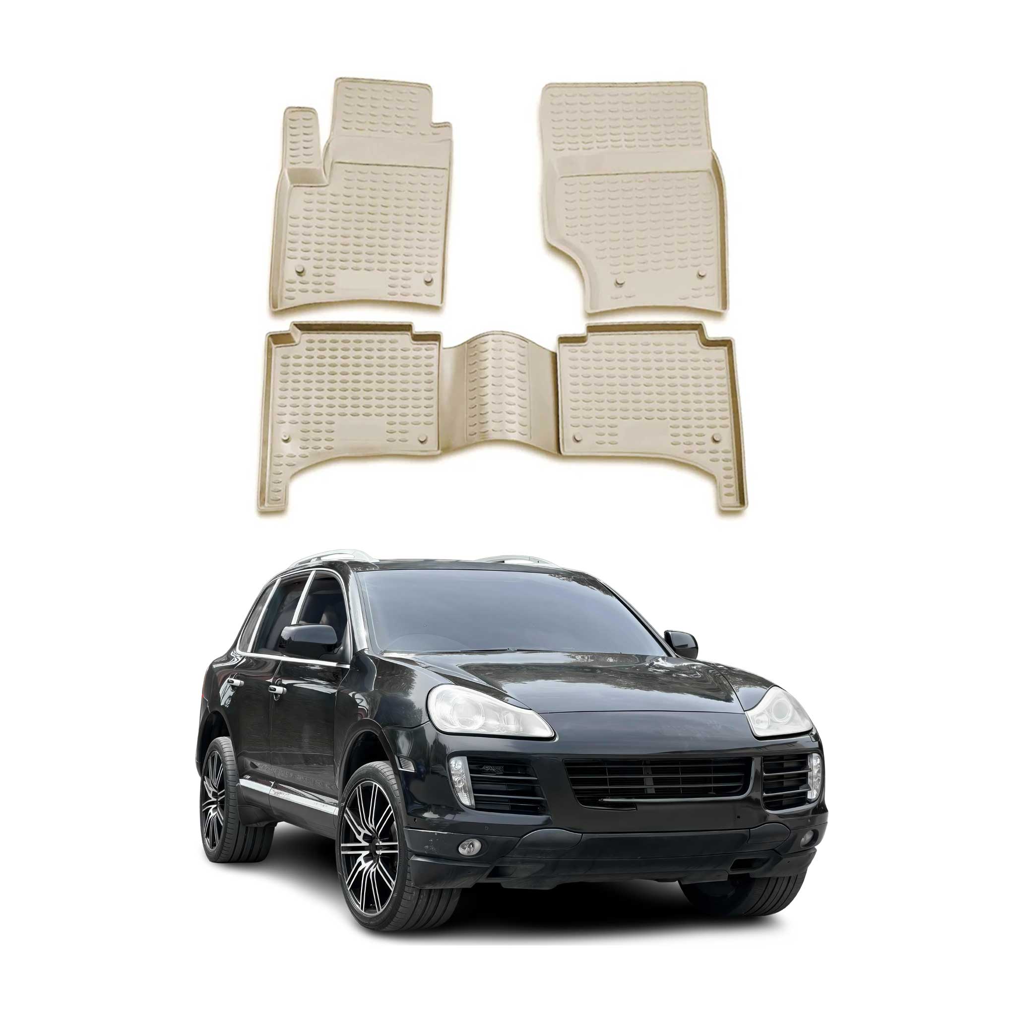 OMAC Alfombrillas De Coche para Porsche Cayenne 2002-2010 Beige Goma TPE 4Pza