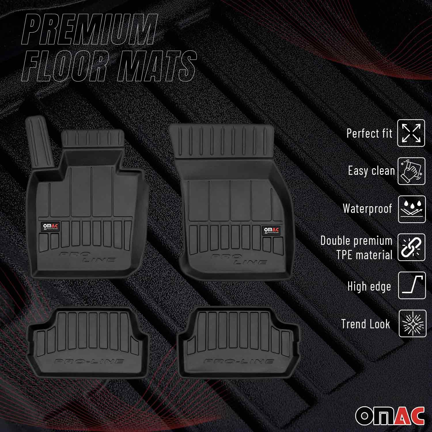 OMAC Premium Alfombrillas De Coche para Mini Cooper F55 F56 F57 2014-24 Goma 4x