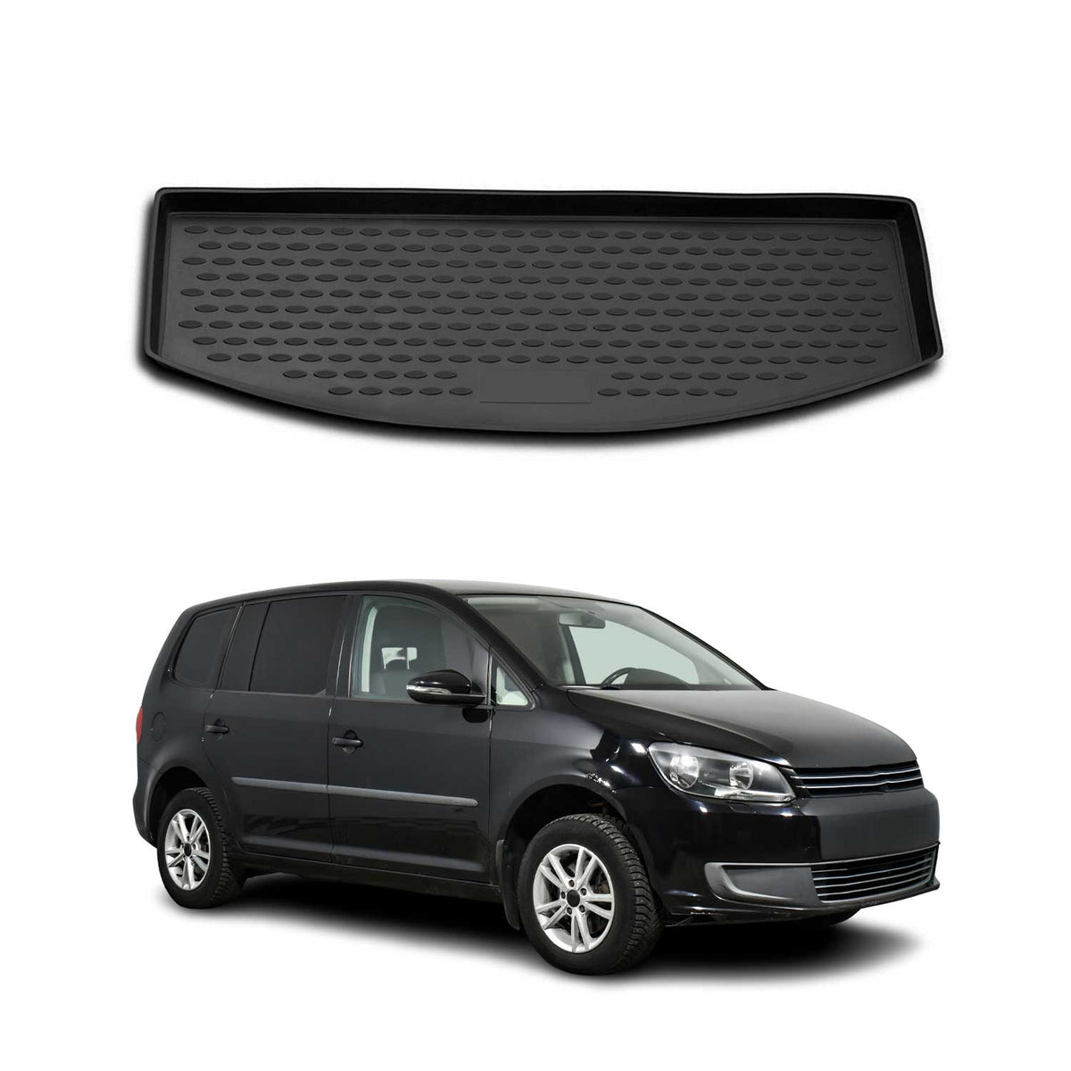 OMAC Bandeja Maletero Alfombrilla para VW Touran 2003-2015 7 Asiento Negro TPE