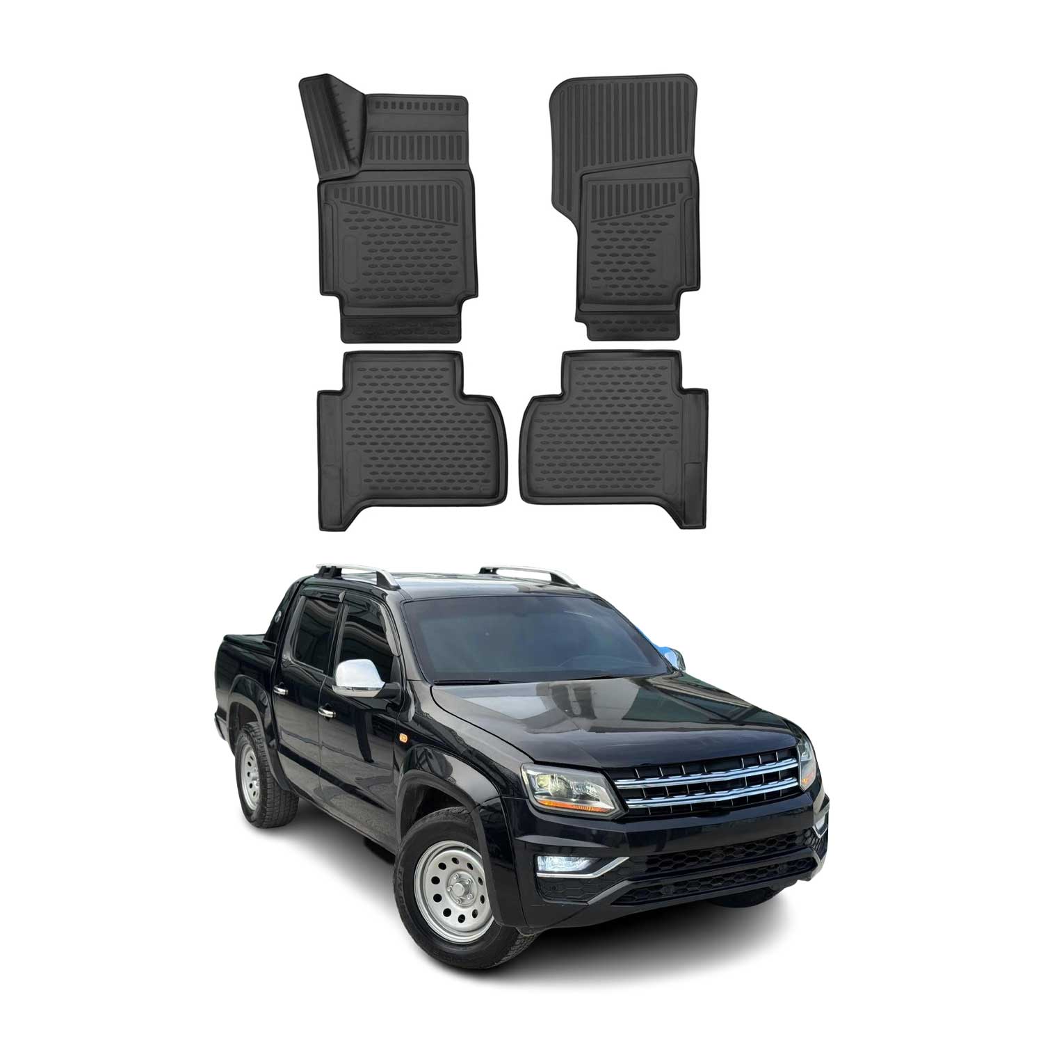 OMAC Alfombrillas De Coche para VW Amarok 2018-2021 Negro Goma TPE 4Pza