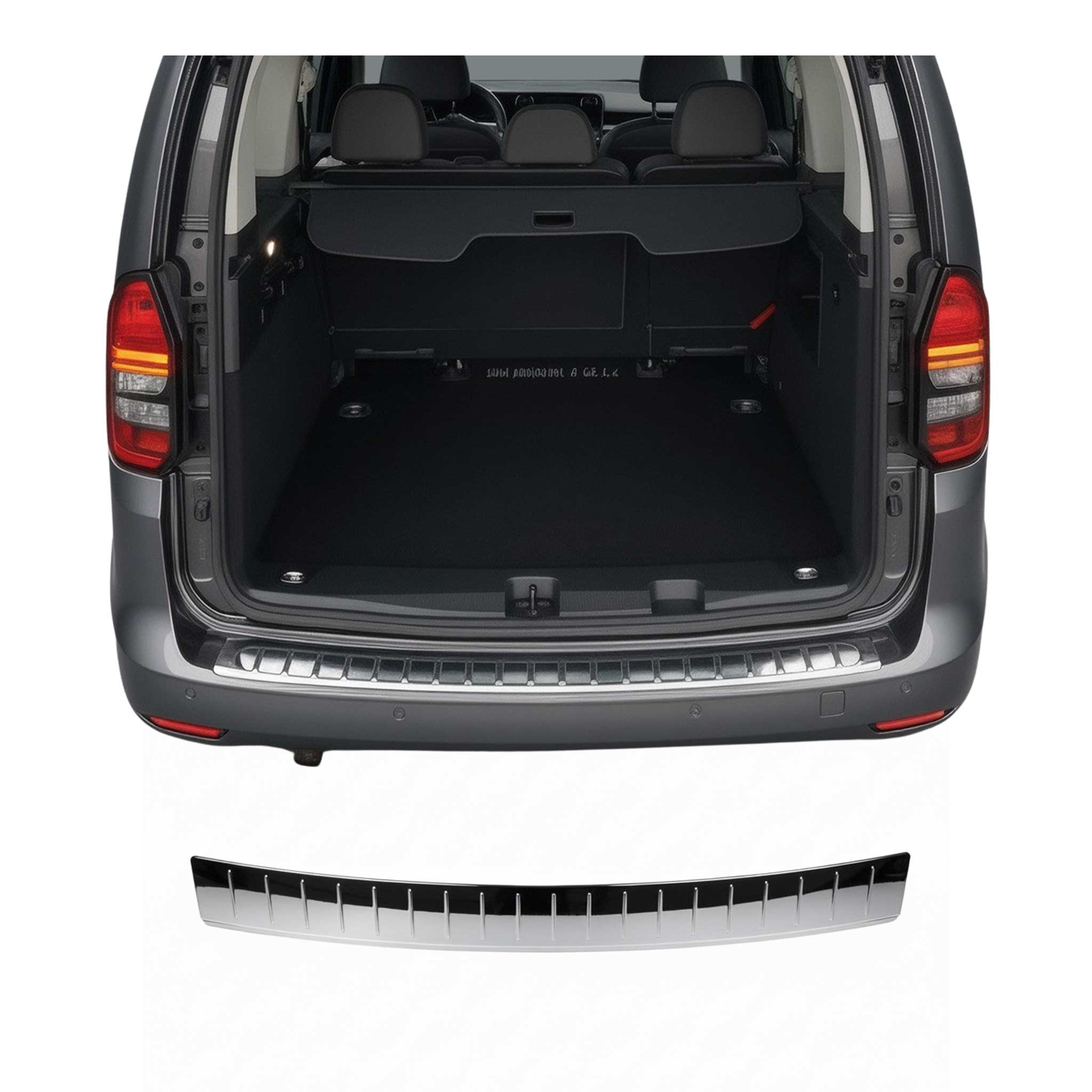 Protector de Parachoques Trasero para VW Caddy 2021-2025 Plata Brillante Acero