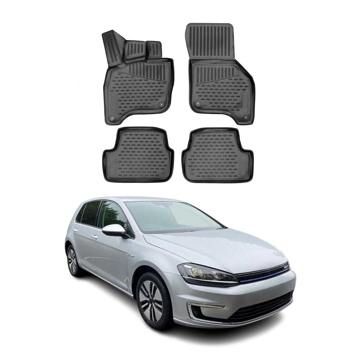 OMAC Alfombrillas De Coche para VW e-Golf 2014-2025 Negro Goma TPE 4Pza