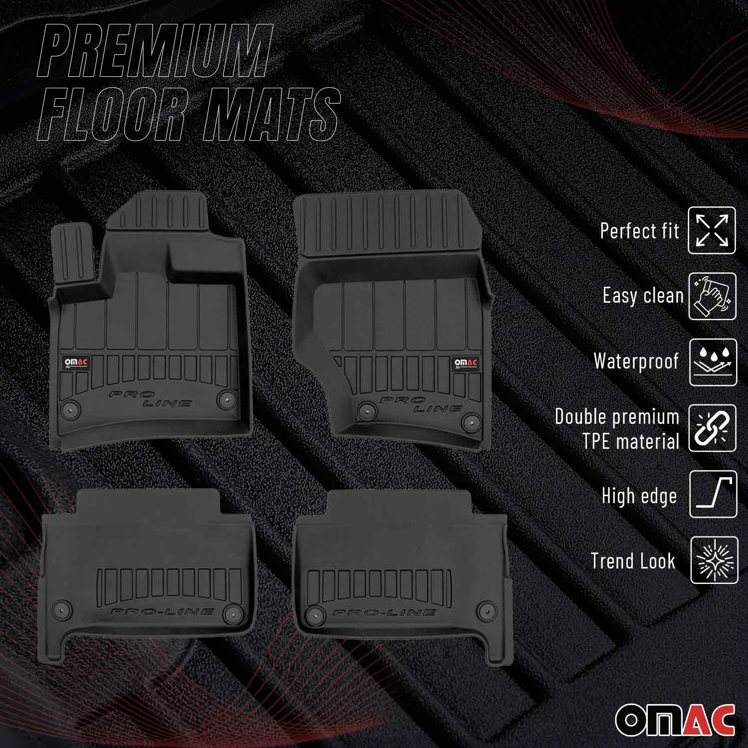 OMAC Premium Alfombrillas De Coche para Audi Q7 2006-2015 Negro TPE Goma 4Pza