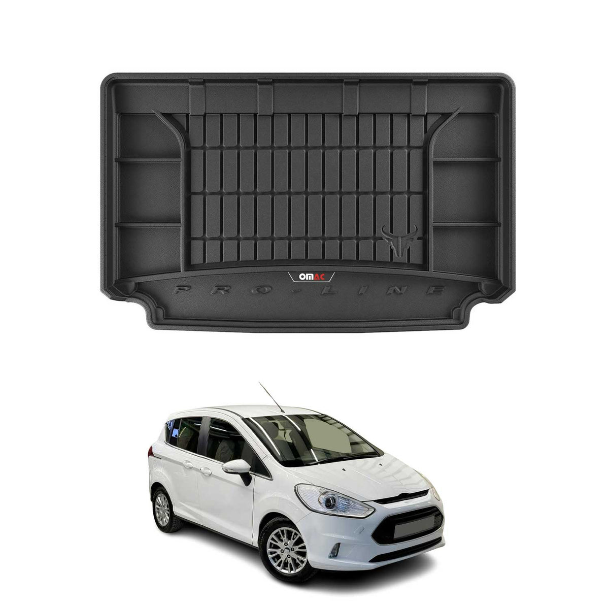 OMAC Premium Bandeja Maletero Alfombrilla para Ford B-Max 2012-2017 Negro TPE