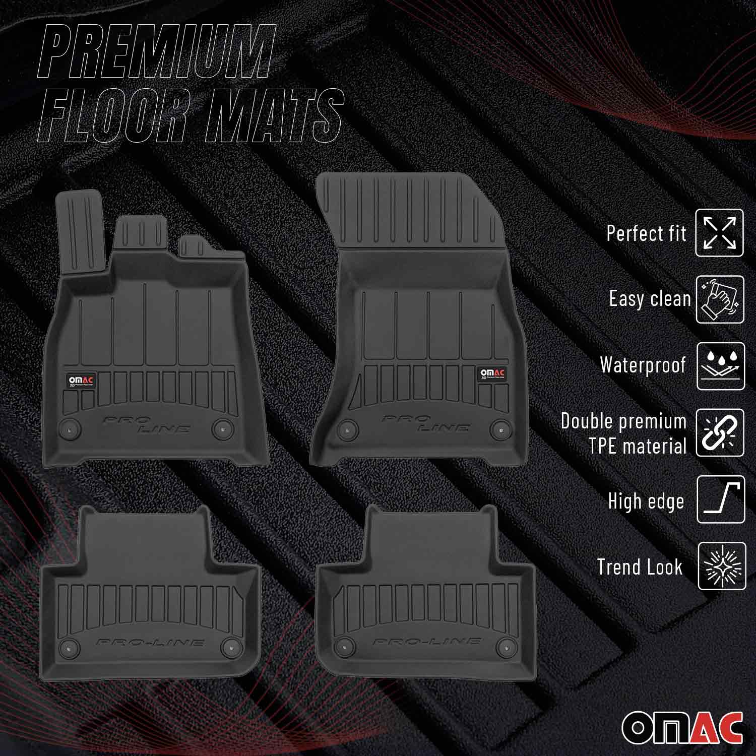 OMAC Premium Alfombrillas De Coche para Audi Q5 FY 2017-2024 Negro TPE Goma 4Pza