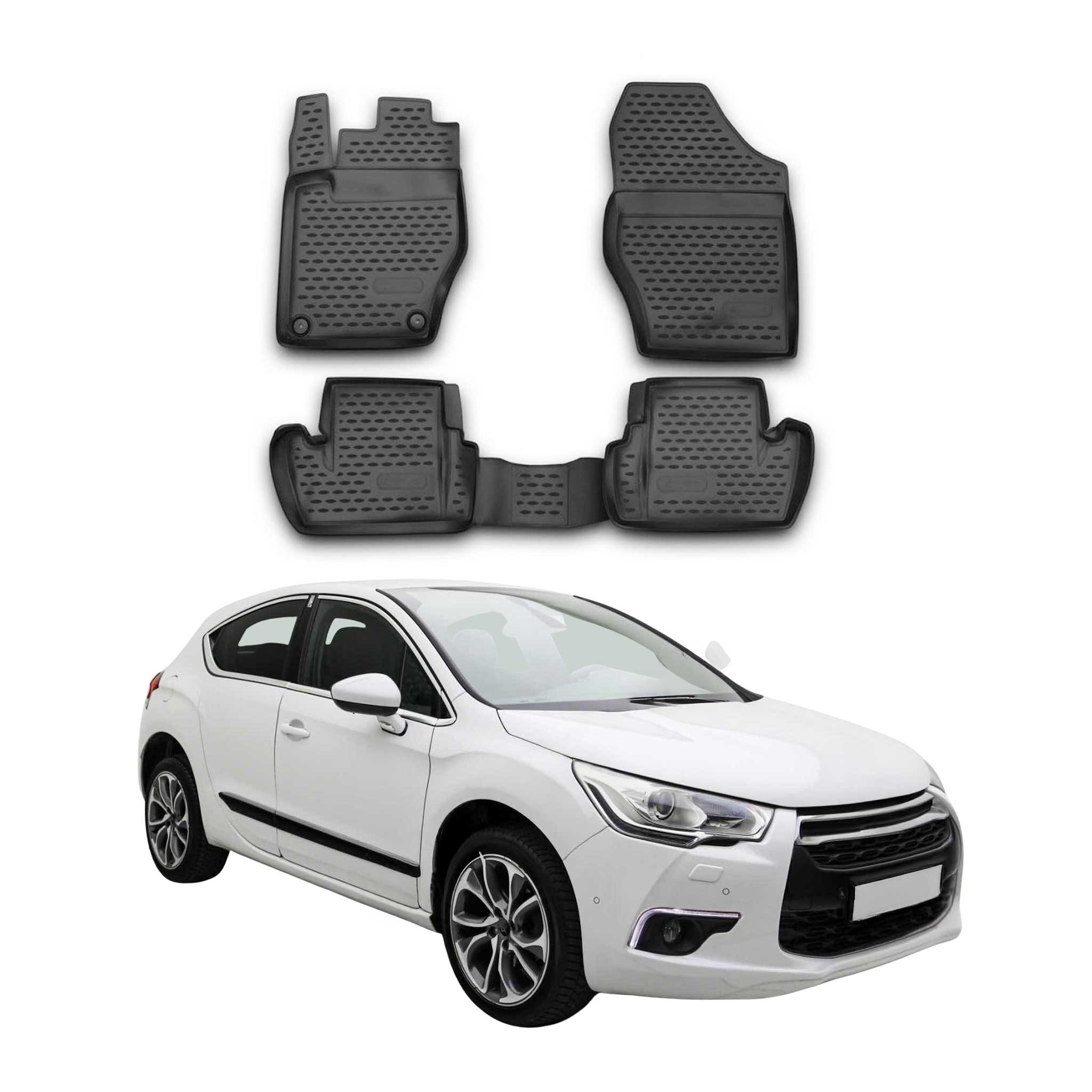 OMAC Alfombrillas De Coche para Citroen DS4 2011-2018 Negro Goma TPE 4Pza