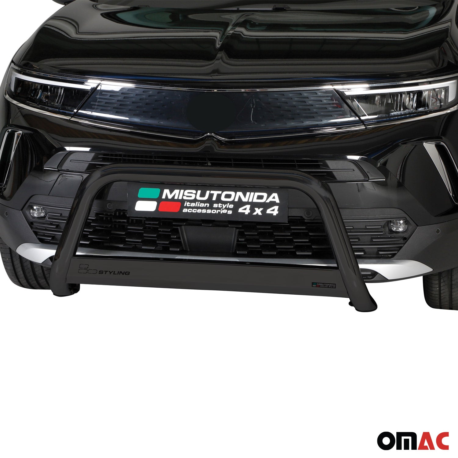 Bull Barra Frontal para Opel Mokka 2021-2025 Negro Brillante Acero