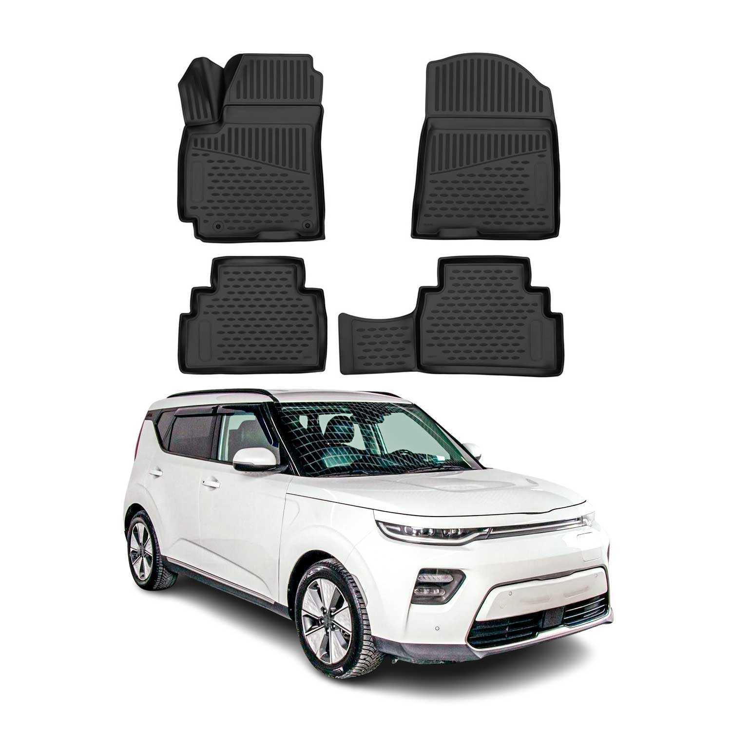 OMAC Alfombrillas De Coche para Kia Soul 2019-2025 Negro Goma TPE 4Pza