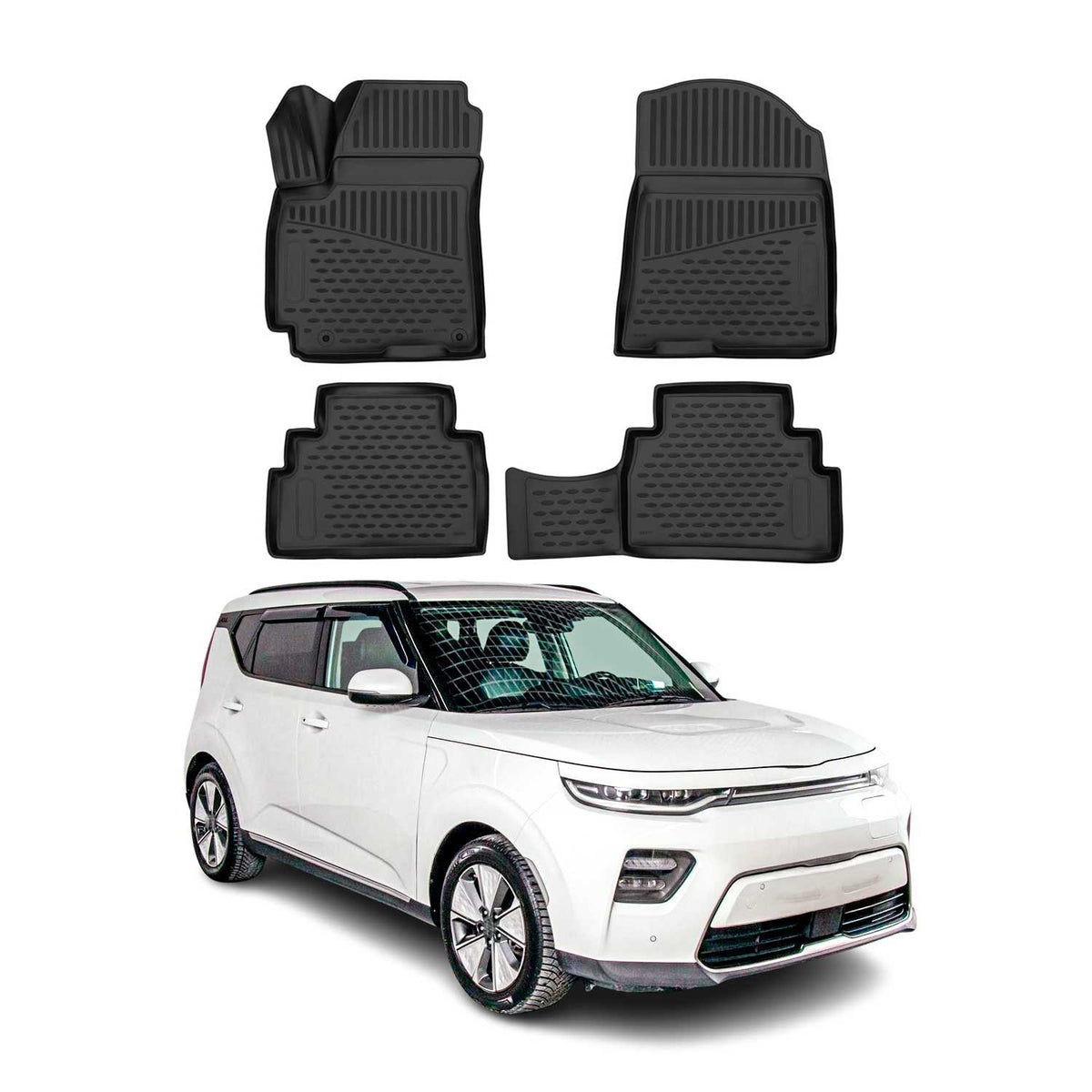 OMAC Alfombrillas De Coche para Kia Soul 2019-2025 Negro Goma TPE 4Pza