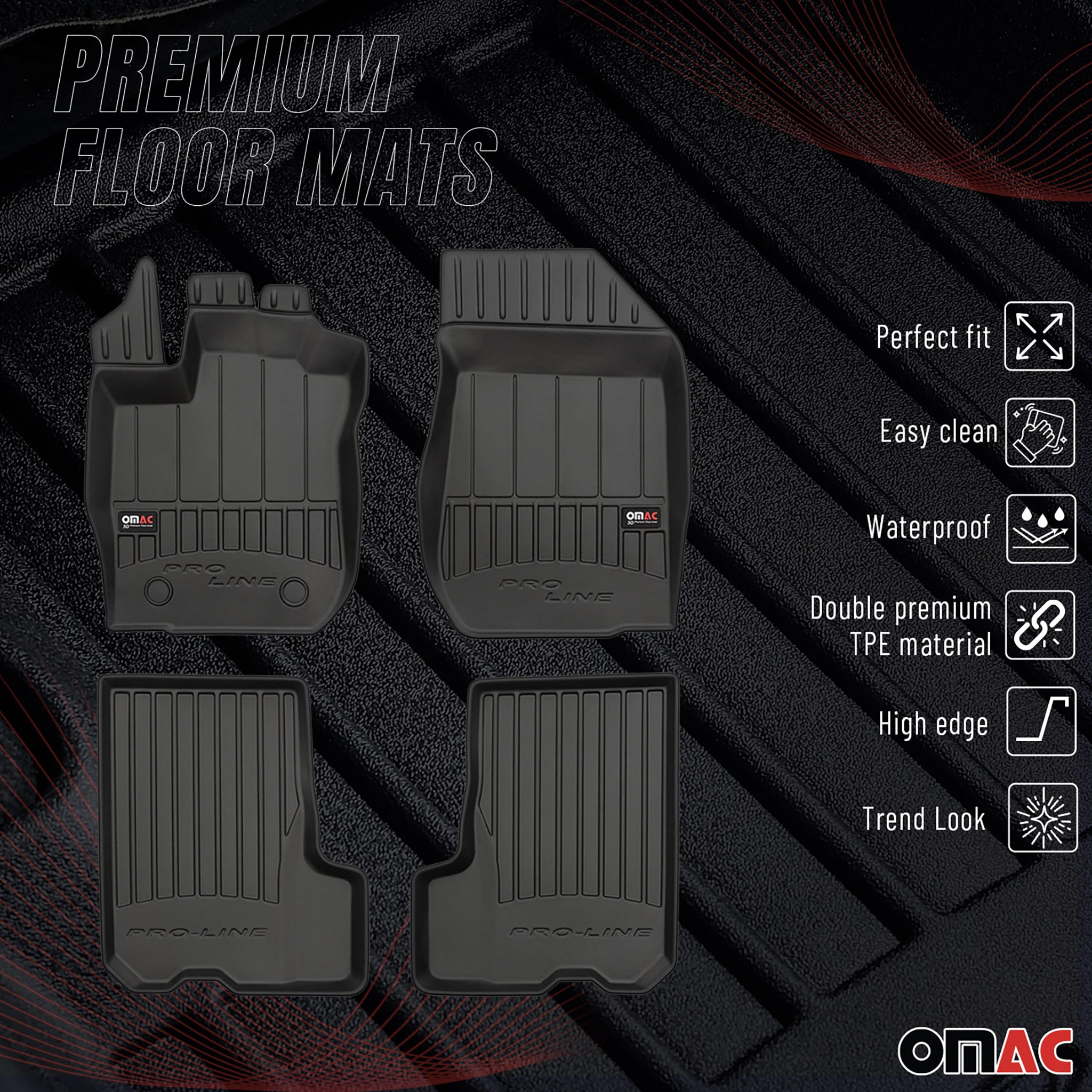 OMAC Premium Alfombrillas De Coche para Dacia Sandero 2012-2020 TPE Goma 4x