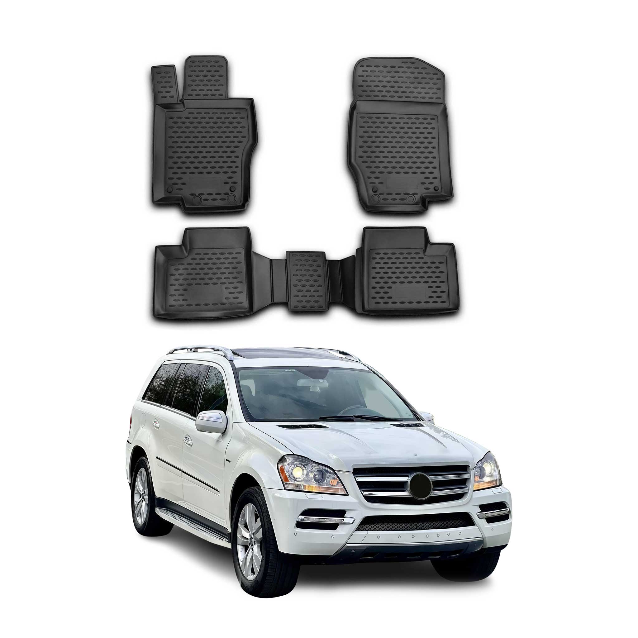 OMAC Alfombrillas De Coche para Mercedes GL Class X164 2006-2012 Negro TPE 4Pza