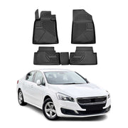 OMAC Alfombrillas De Coche para Peugeot 508 2010-2018 Negro Goma TPE 4Pza
