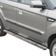 Par de Estribos Barras Laterales para Kia Soul 2009-2013 Plata Acero 2x