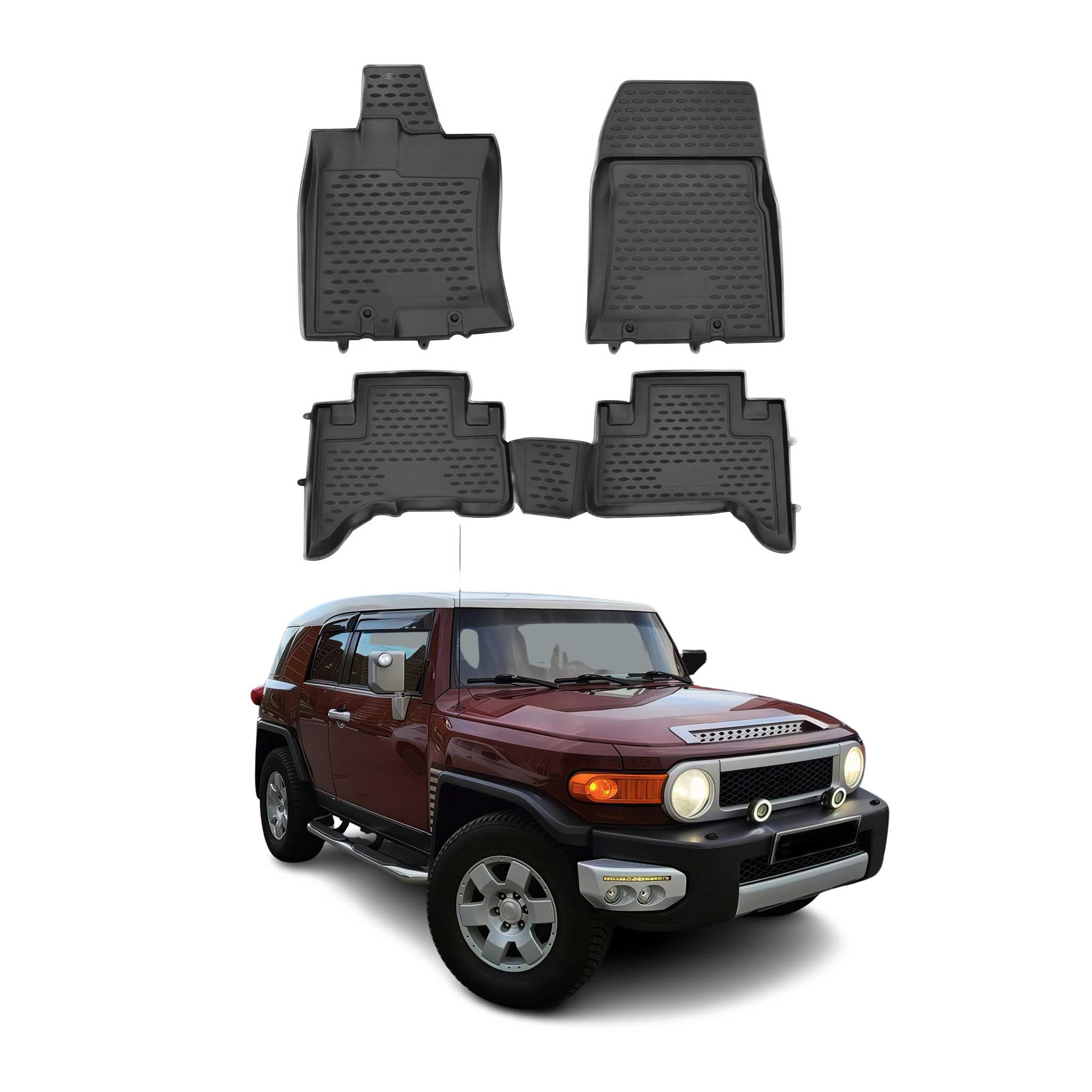 OMAC Alfombrillas De Coche para Toyota FJ-Cruiser 2007-2014 Negro Goma TPE 4Pza