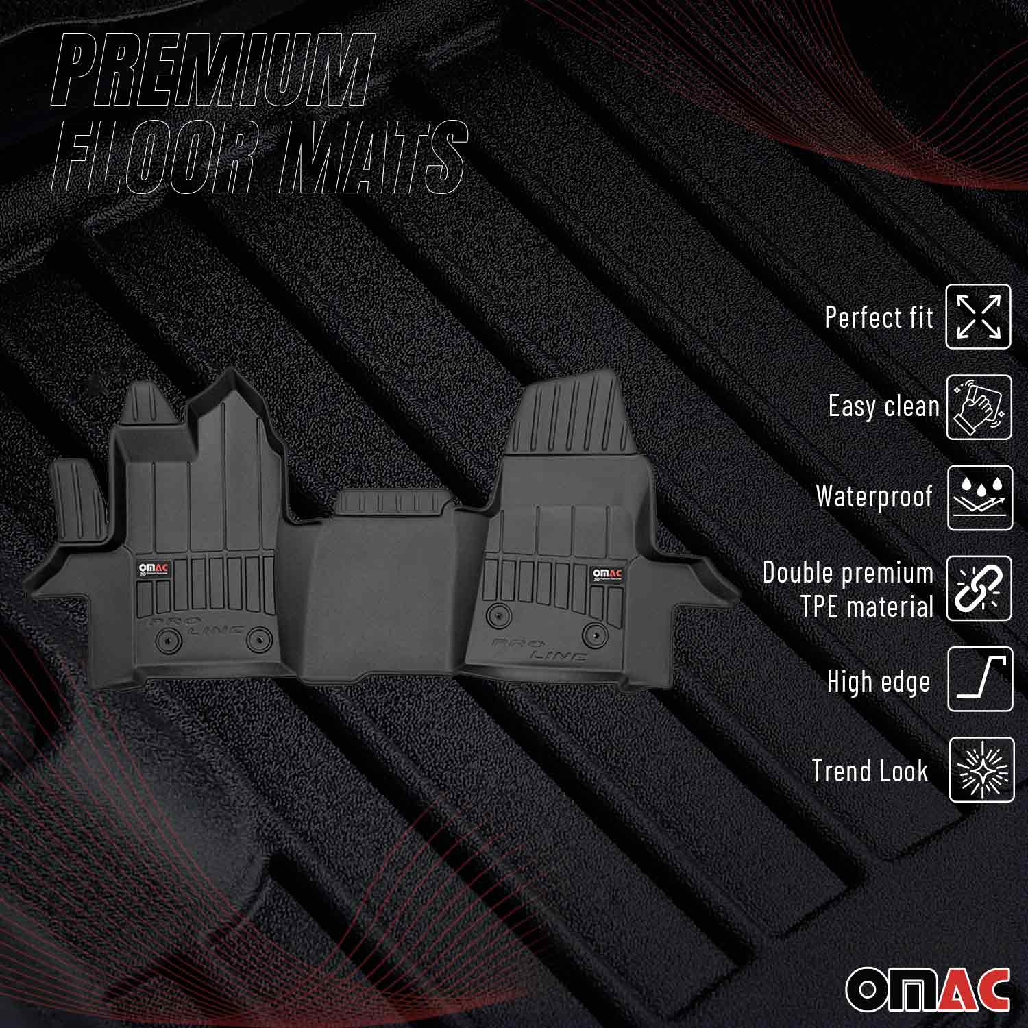 OMAC Premium Alfombrillas De Coche para Ford Transit 2015-2025 Negro TPE Goma