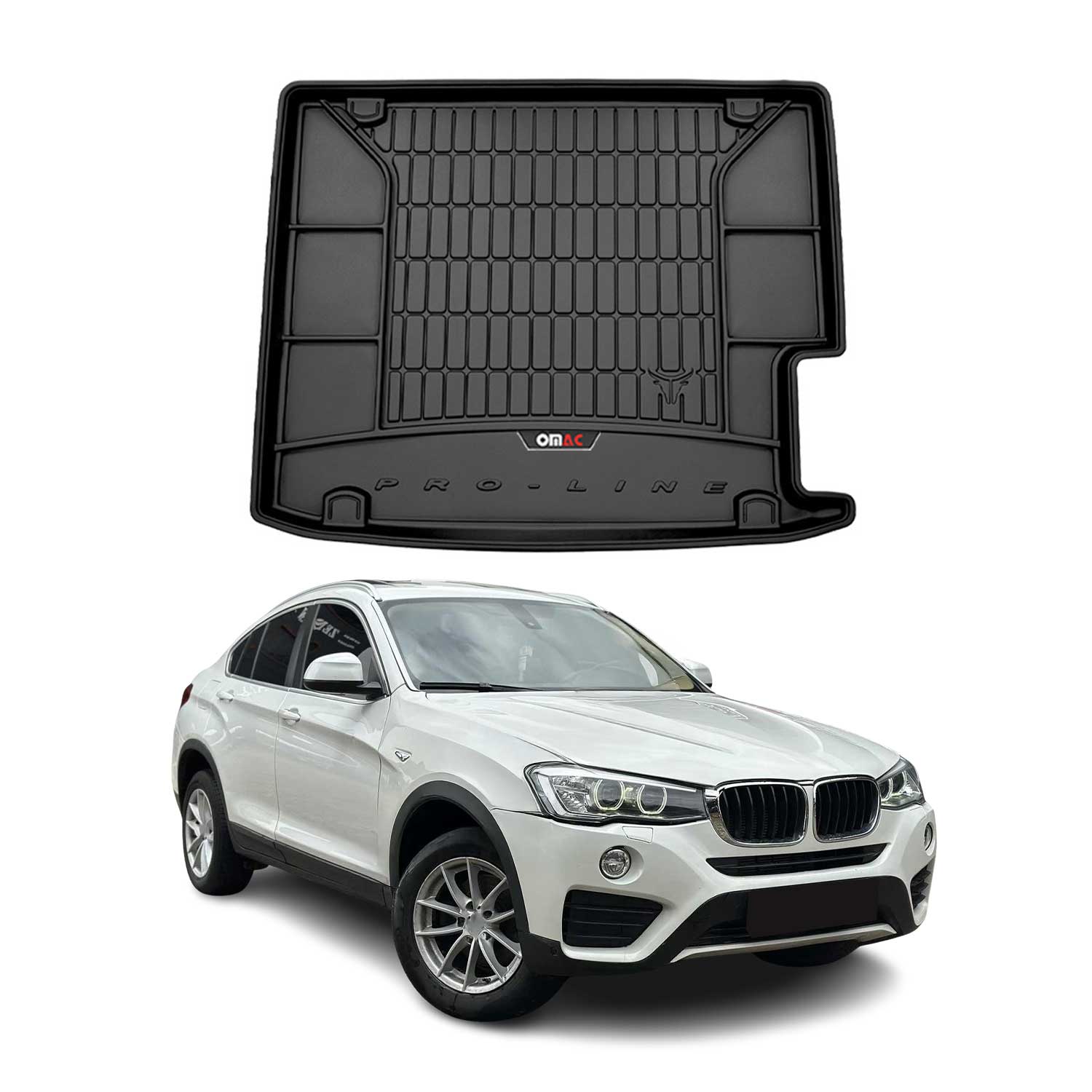 OMAC Premium Bandeja Maletero Alfombrilla para BMW X4 F26 2014-2018 Negro TPE