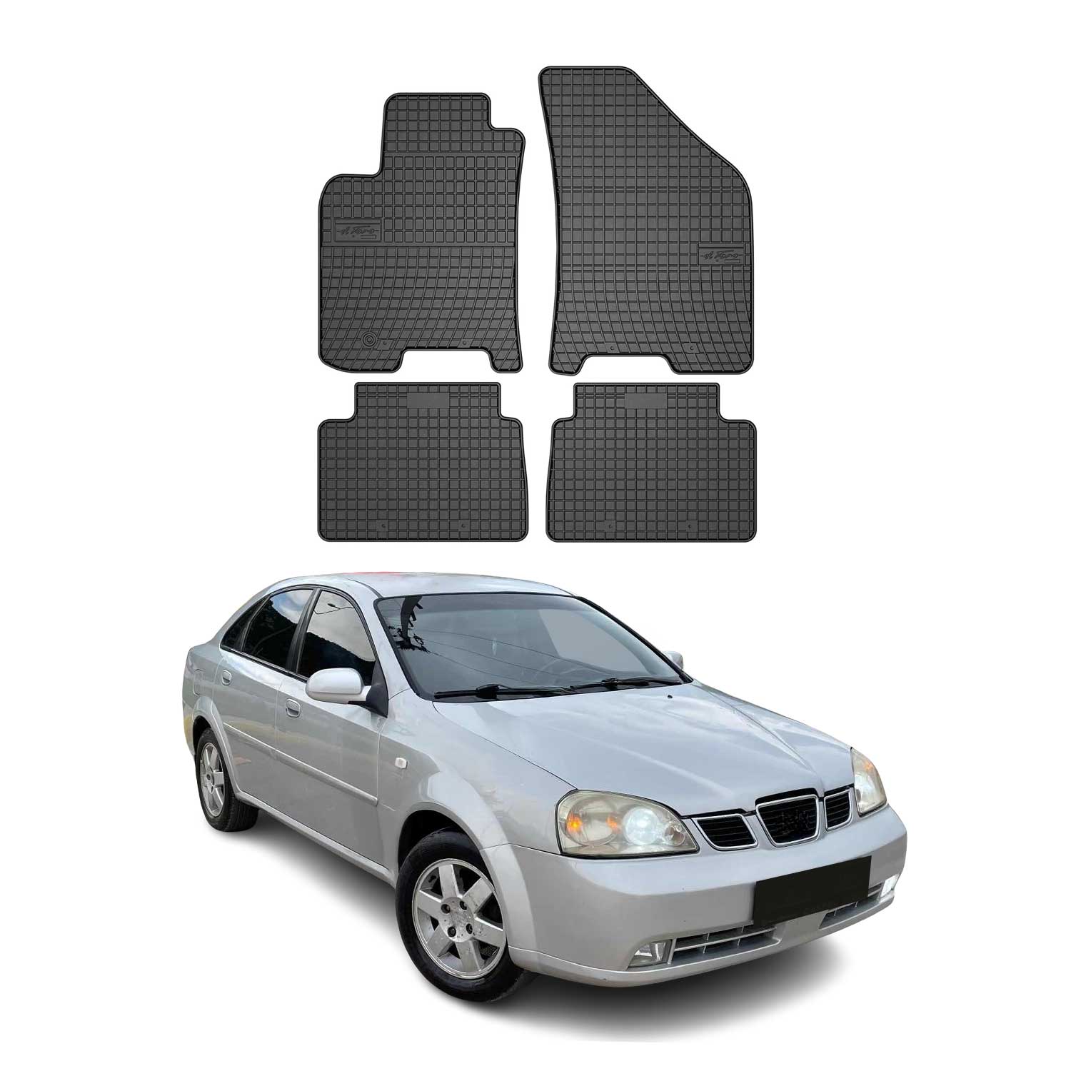 OMAC Alfombrillas De Coche para Chevrolet Lacetti 2003-2009 Negro Goma 4Pza