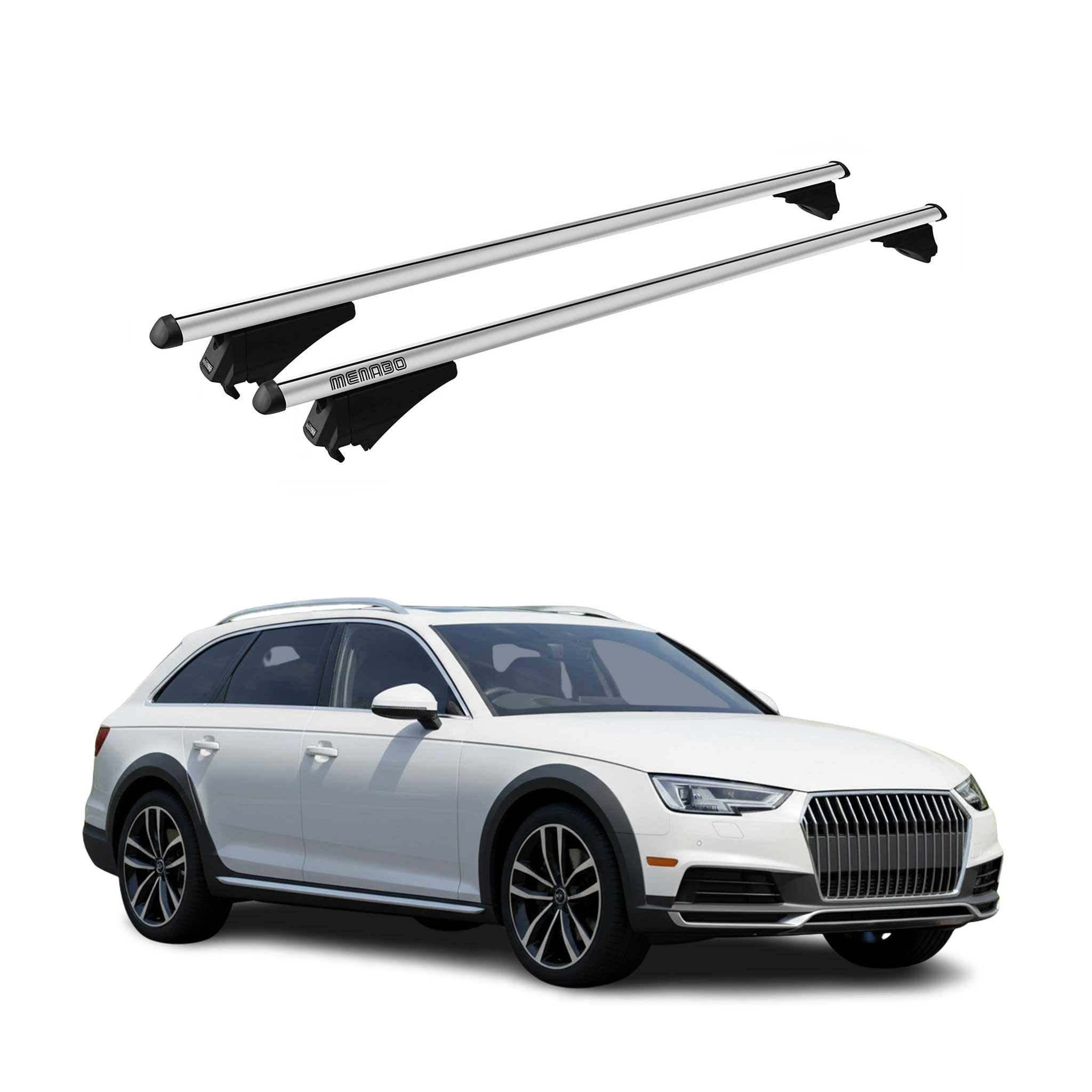 Menabo Barras de Techo Coche Baca para Audi A4 B9 Familiar 2015-2019 Gris Alu 2x