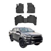 OMAC Premium Alfombrillas De Coche para Toyota Hilux 2015-2024 Negro TPE Goma 3x