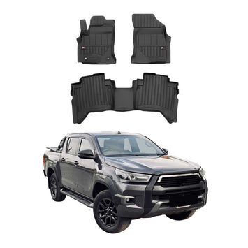 OMAC Premium Alfombrillas De Coche para Toyota Hilux 2015-2024 Negro TPE Goma 3x