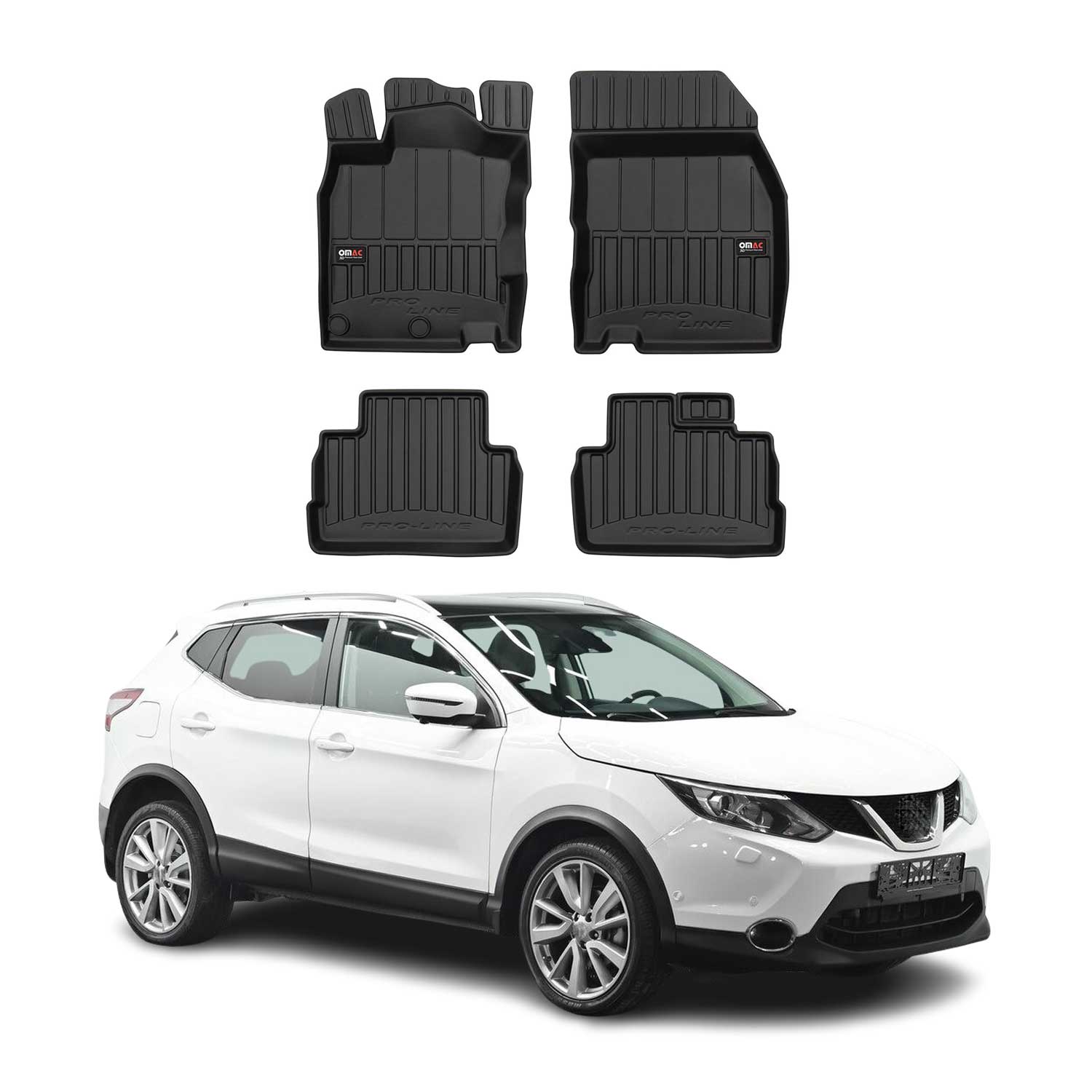 OMAC Premium Alfombrillas De Coche para Nissan Qashqai J11 2014-2021 TPE Goma 4x
