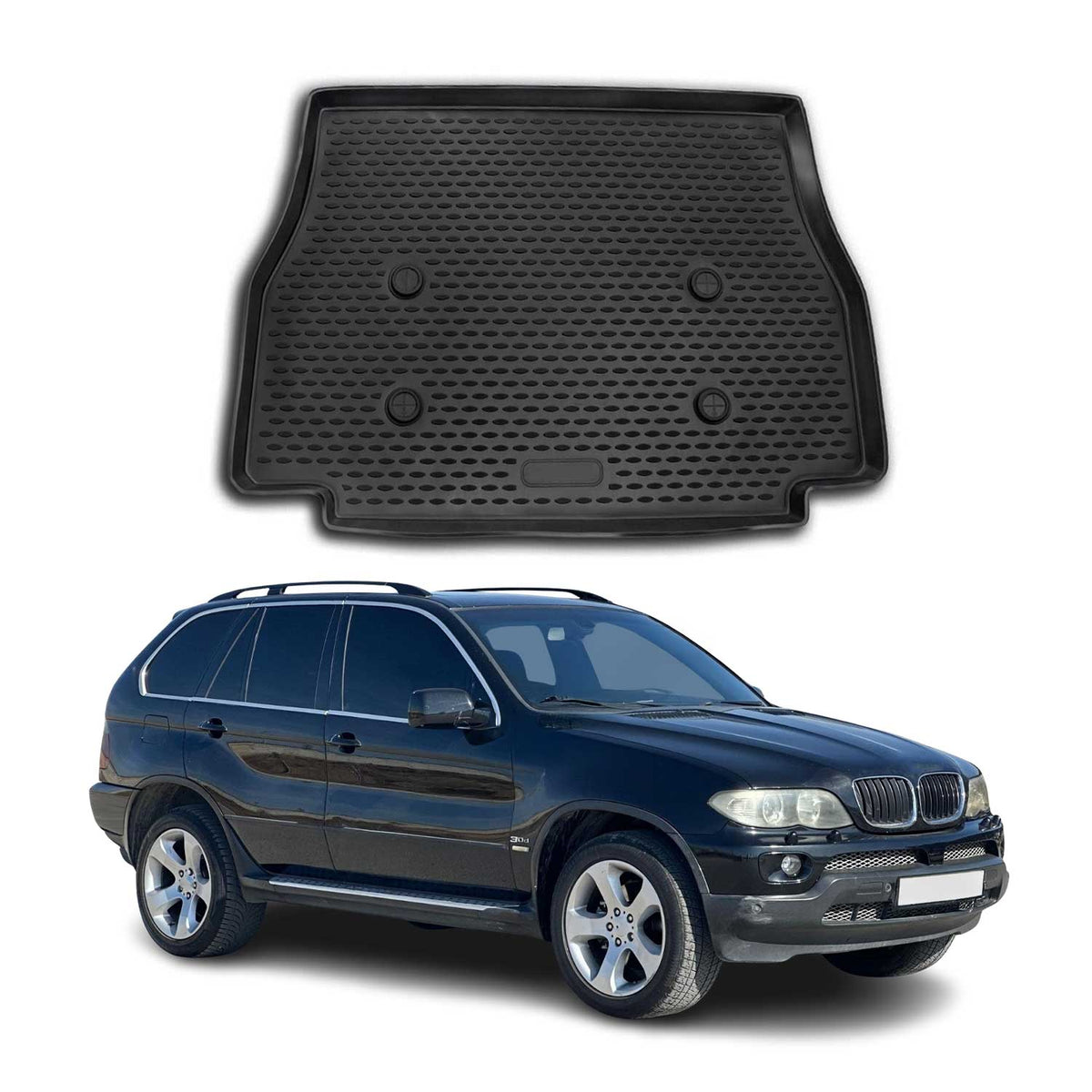 OMAC Bandeja Maletero Alfombrilla para BMW X5 E53 1999-2006 Negro Goma TPE 1Pza