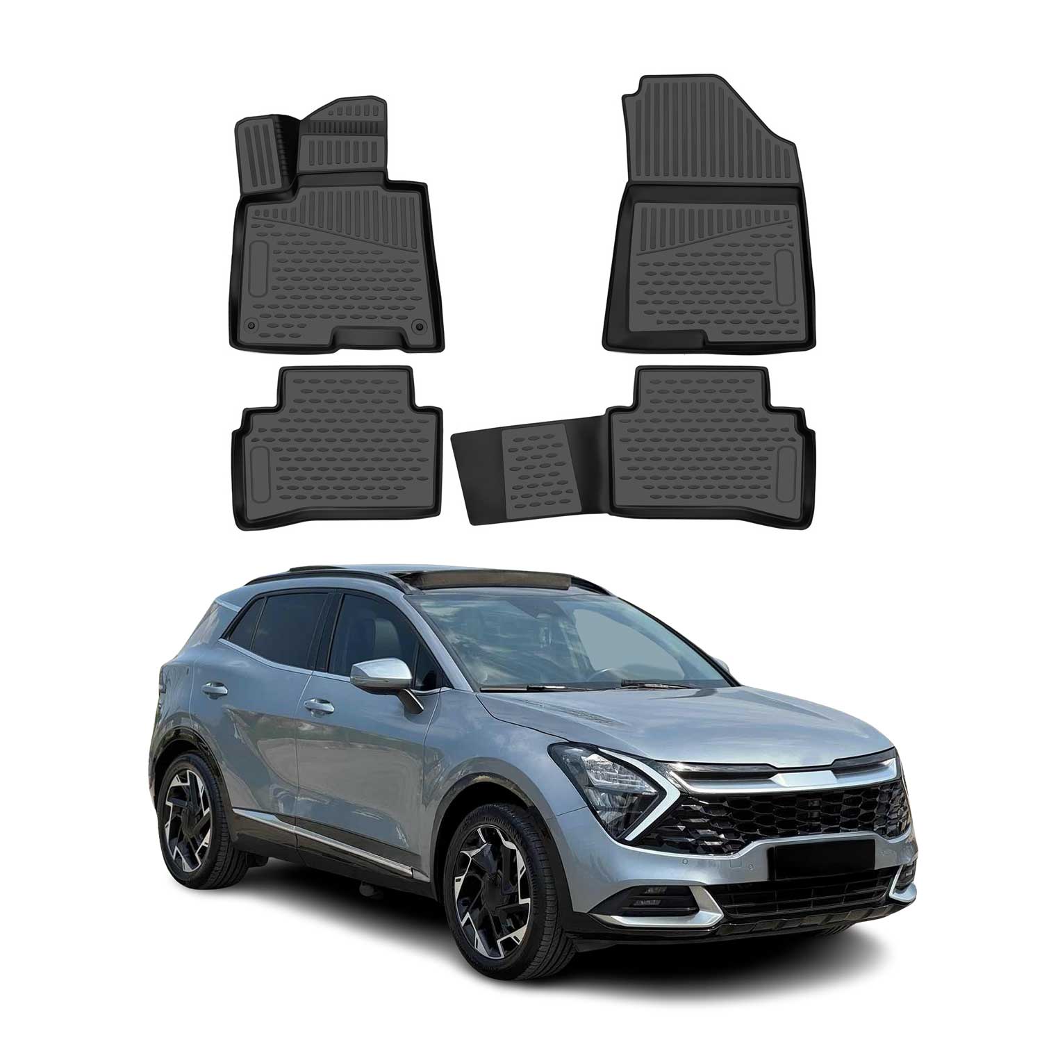 OMAC Alfombrillas De Coche para Kia Sportage 2022-2025 Negro Goma TPE 4Pza