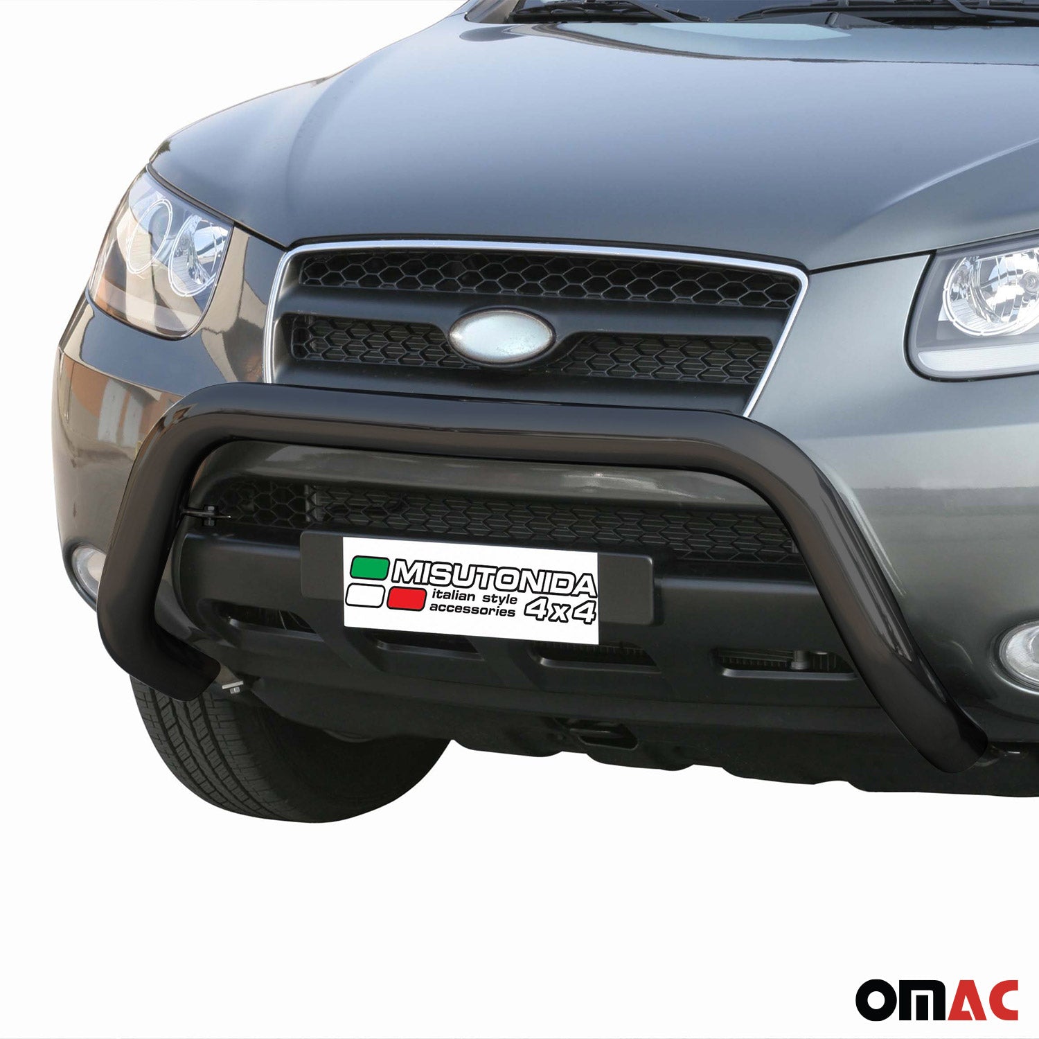 Bull Barra Frontal para Hyundai Santa Fe 2006-2009 Negro Brillante Acero