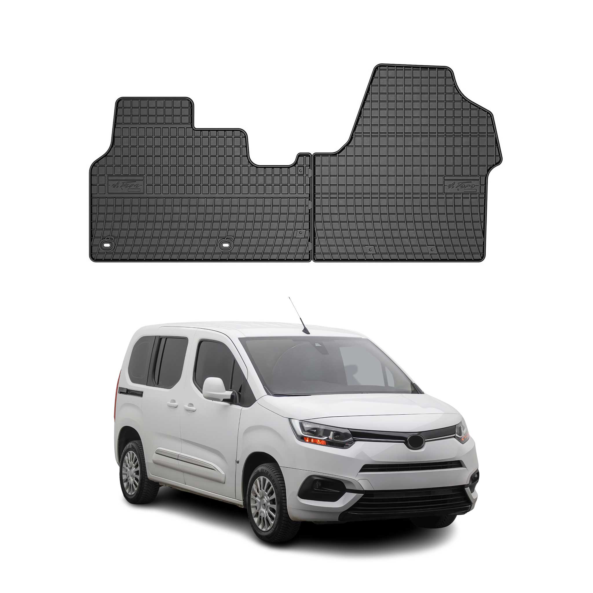 OMAC Alfombrillas De Coche para Toyota Proace 2016-2024 Negro Goma 2Pza