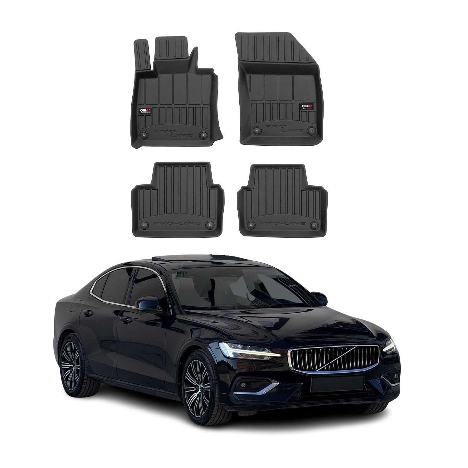 OMAC Premium Alfombrillas De Coche para Volvo V60 S60 2018-2024 TPE Goma 4x