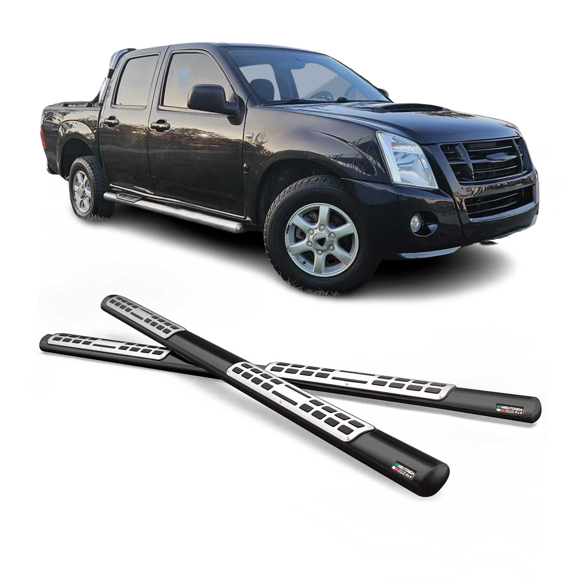 Estribos Barras Laterales para Isuzu D-Max Double Cab 2006-2012 Negro Acero