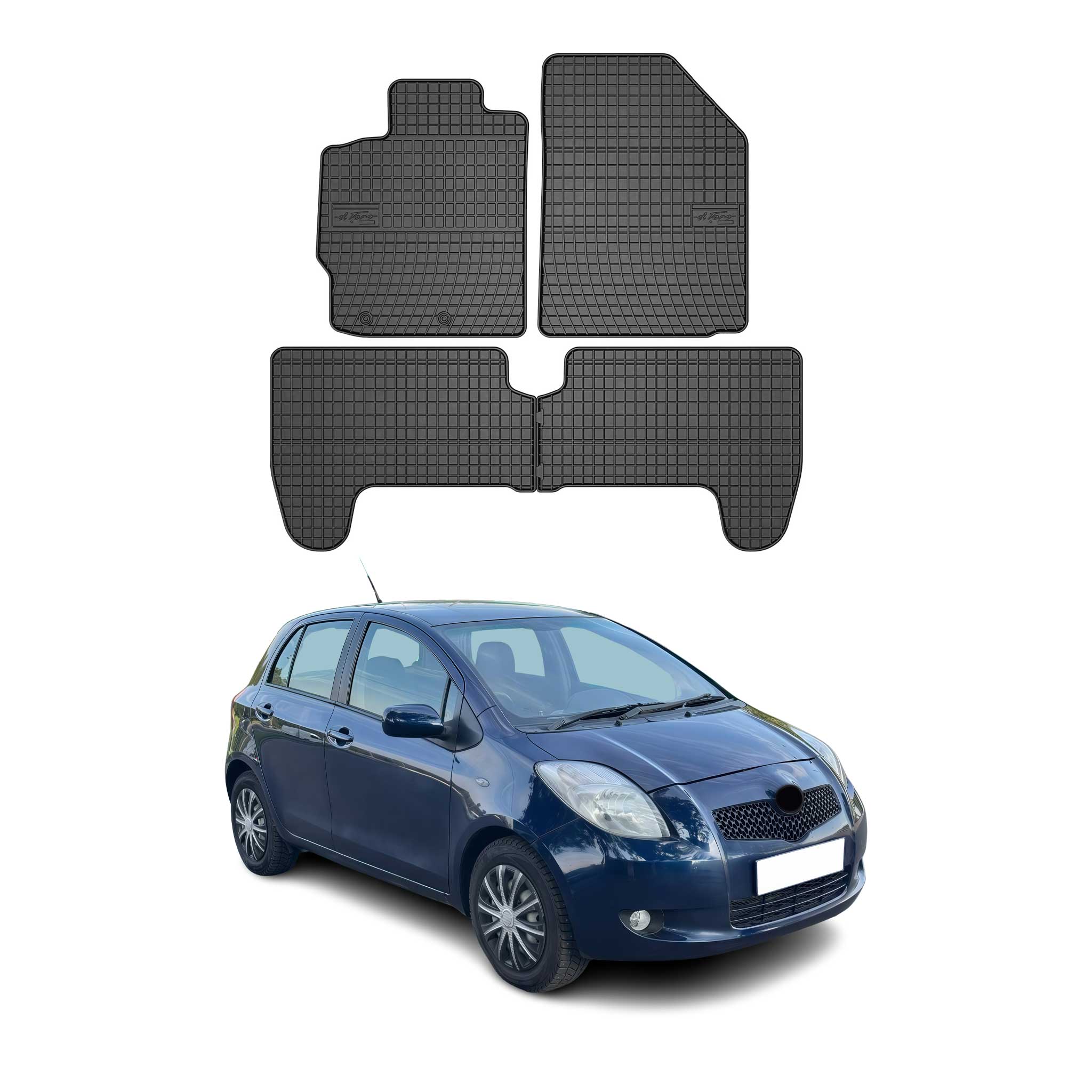 OMAC Alfombrillas De Coche para Toyota Yaris 2005-2011 Negro Goma 4Pza