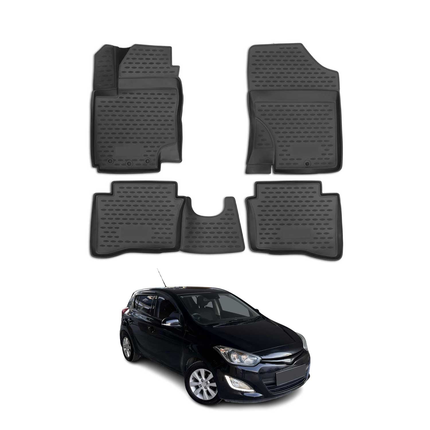 OMAC Alfombrillas De Coche para Hyundai i20 2008-2014 Negro Goma TPE 4Pza