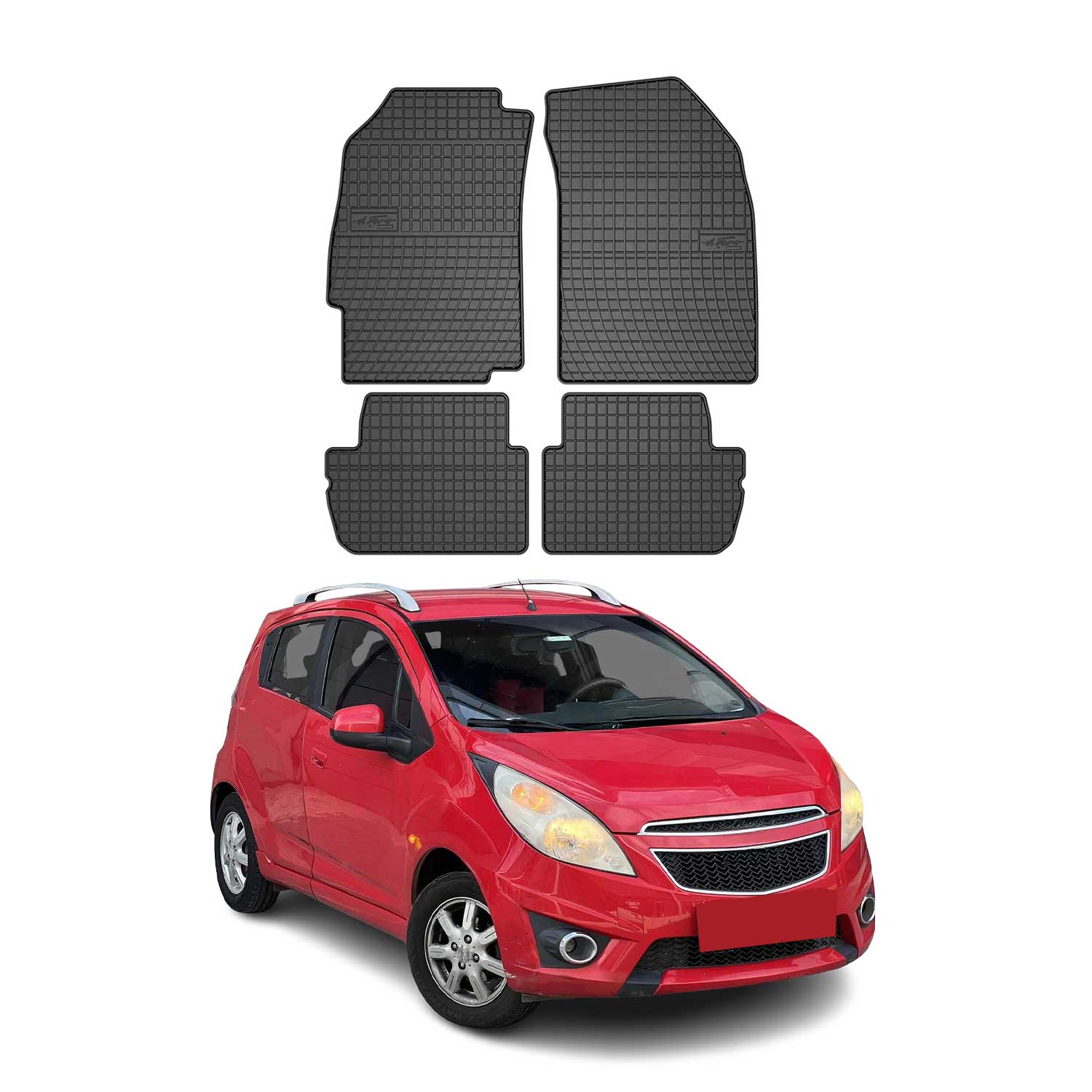 OMAC Alfombrillas De Coche para Chevrolet Spark 2015-2019 Negro Goma 4Pza