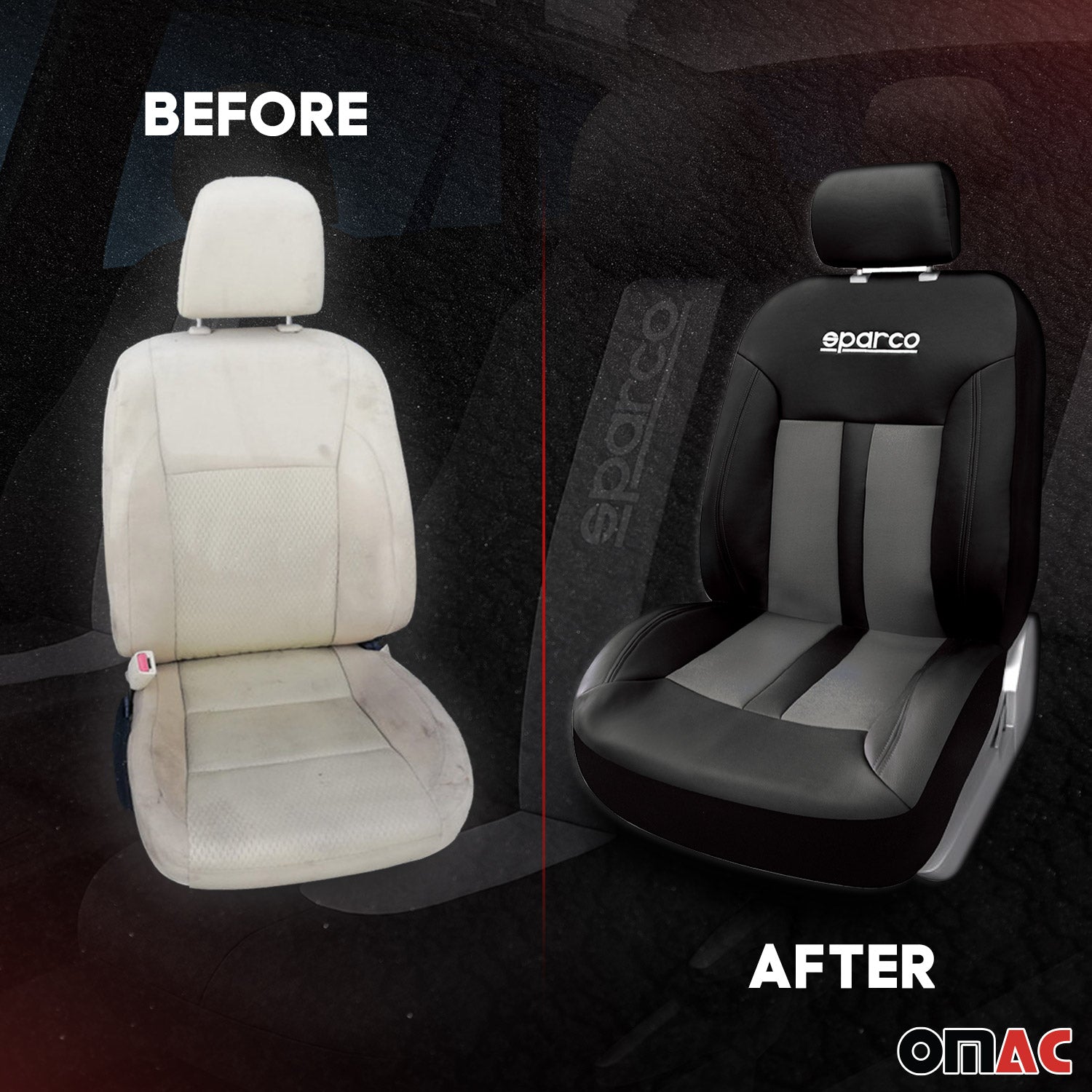 Sparco Funda de Asiento Universal Gris Negro delanteros azules 2Pza