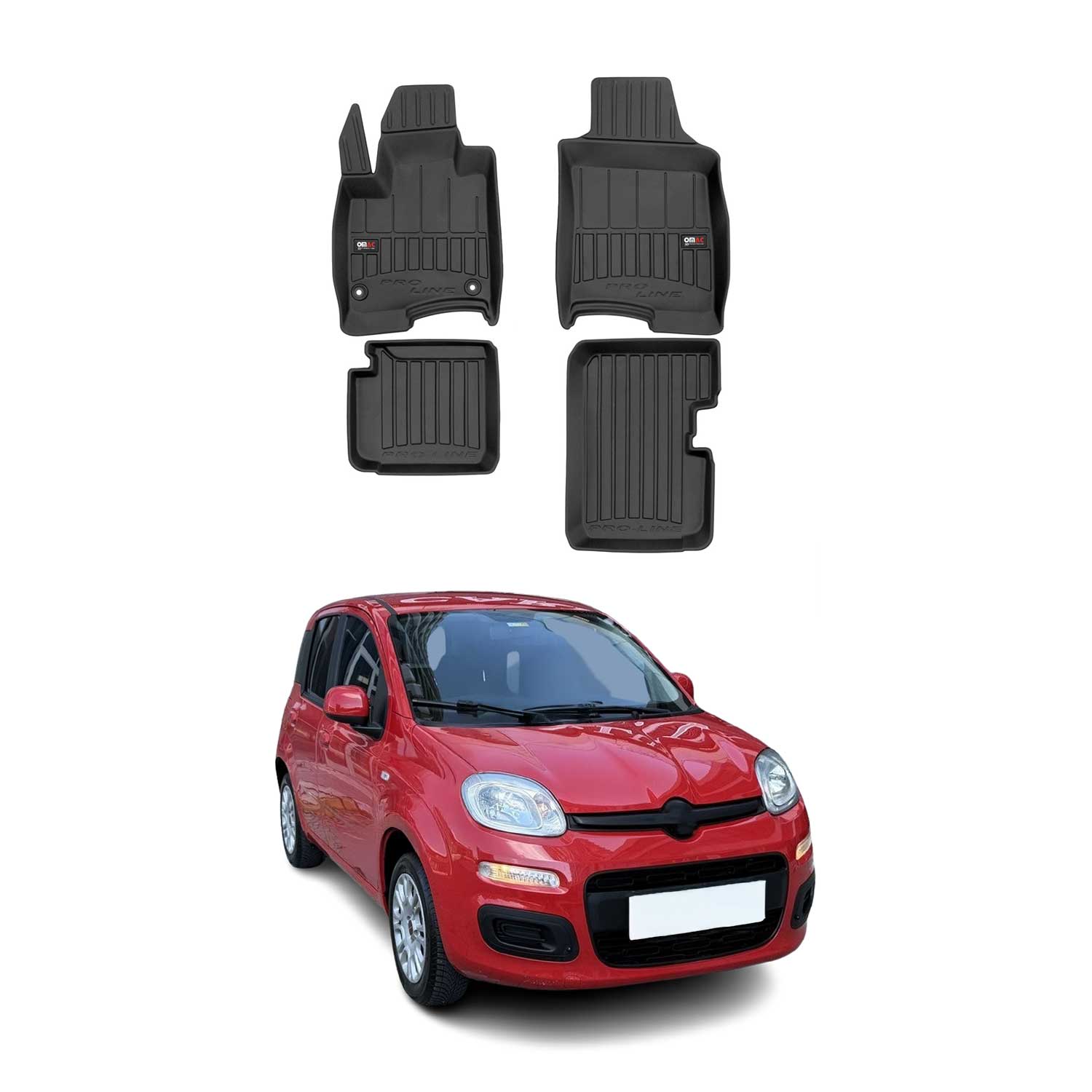 OMAC Premium Alfombrillas De Coche para Fiat Panda 2020-2026 Negro TPE Goma 4Pza