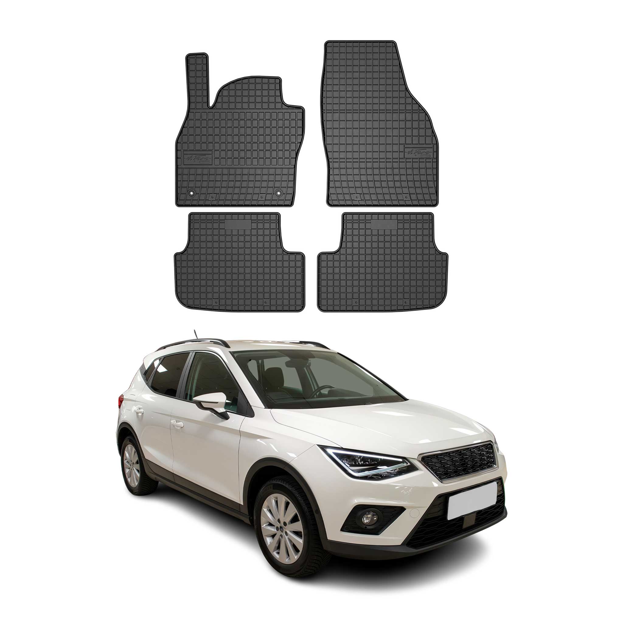 OMAC Alfombrillas De Coche para Seat Arona 2017-2025 Negro Goma 4Pza