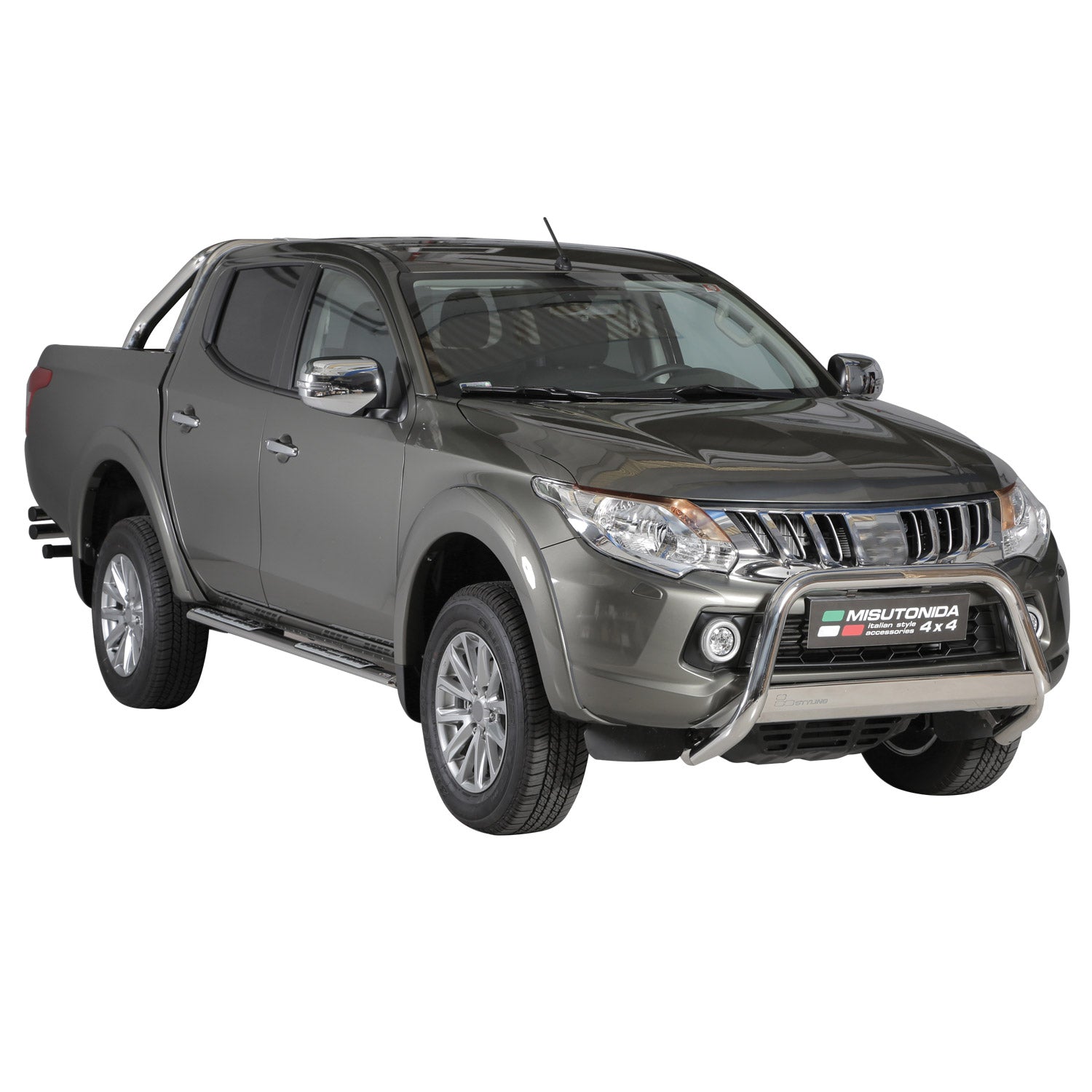 Estribos Barras Laterales para Mitsubishi L200 Double Cab 2015-2018 Plata Acero